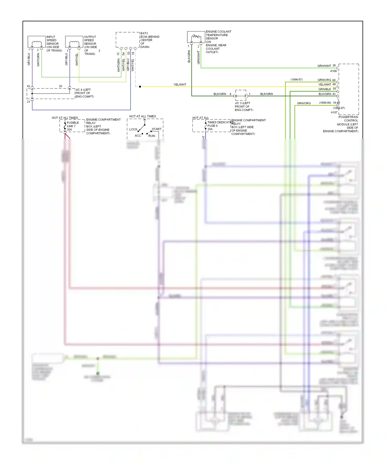 Mitsubishi Eclipse II (1994-1999) powertrain control module (left side of engine compartment) wiring diagram  (3 of 3)