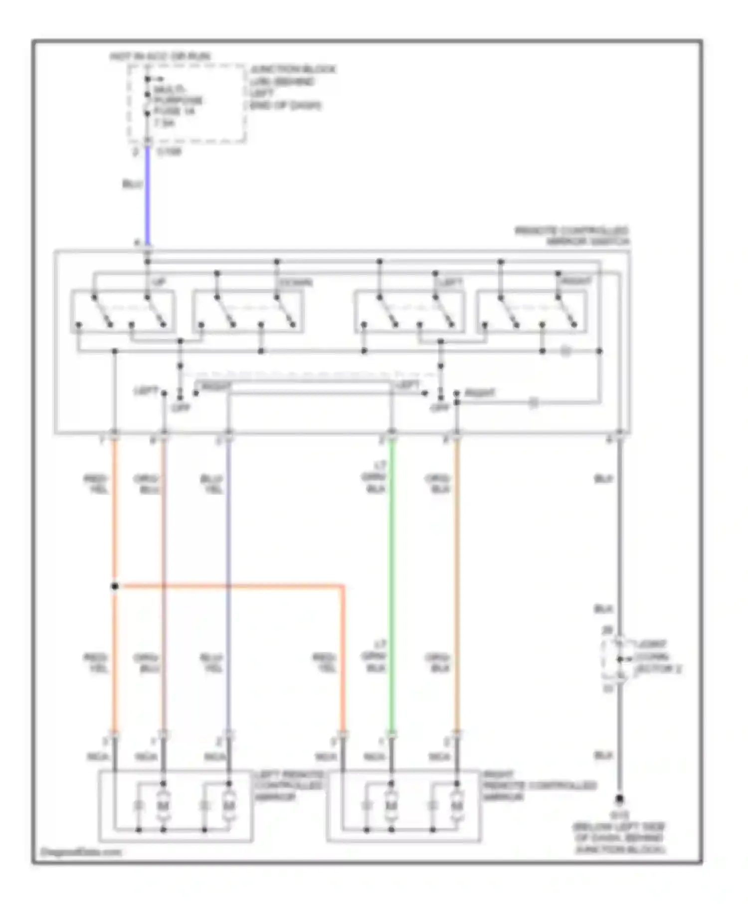 Eclipse Mitsubishi III (1999-2005): Power mirrors circuit