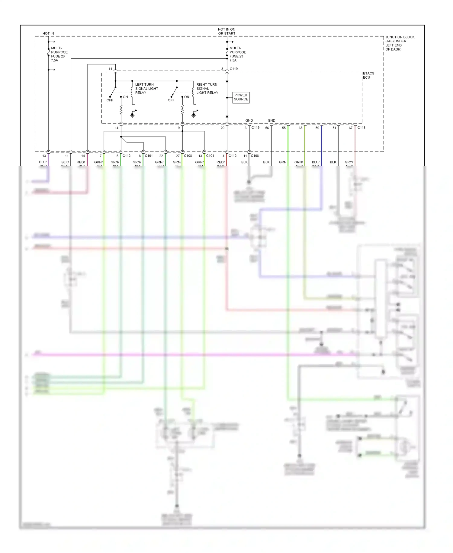 Mitsubishi Eclipse III (1999-2005) head wiring diagram  (1 of 3)