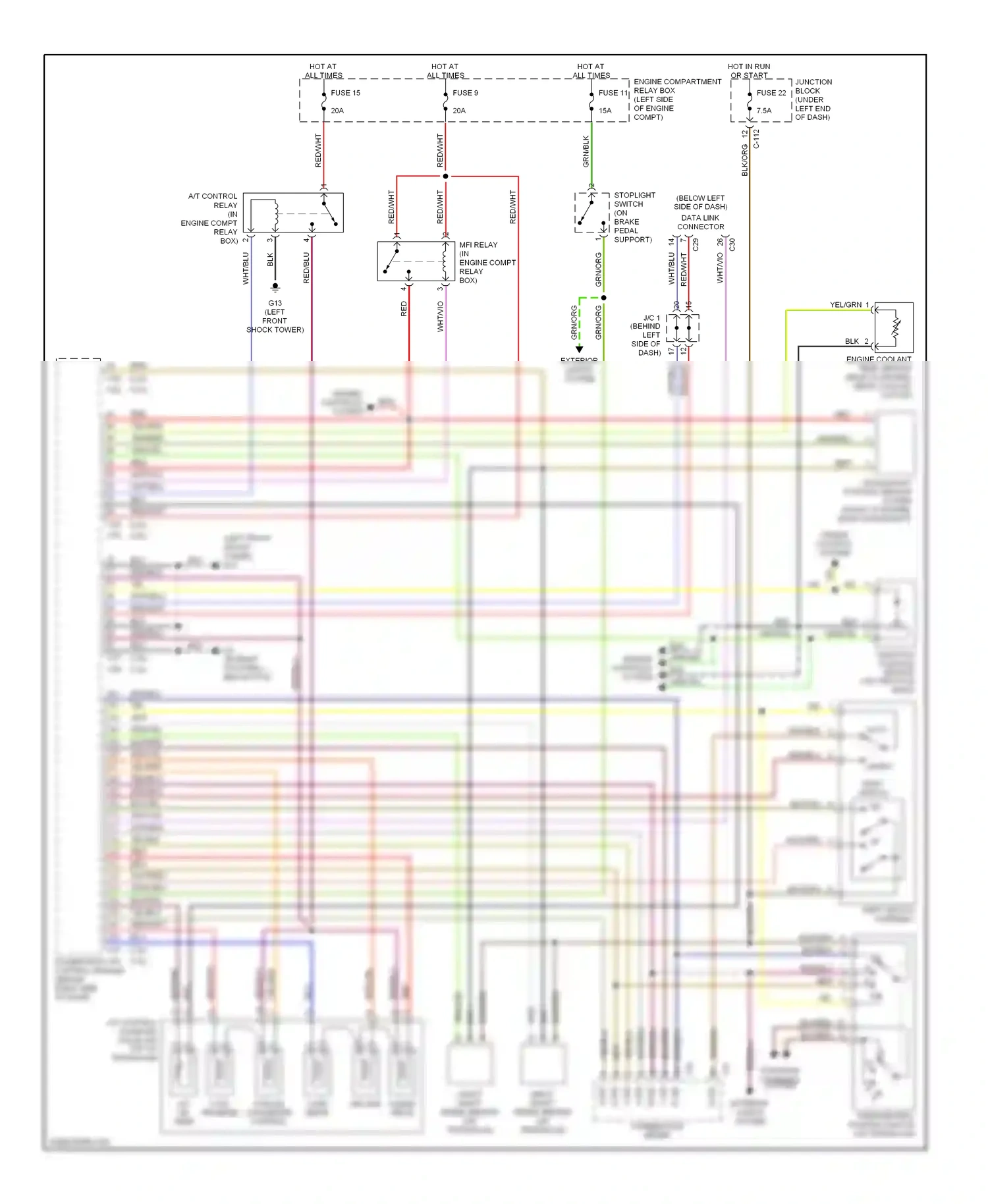 Mitsubishi Eclipse III (1999-2005) (left front shock tower) wiring diagram  (2 of 2)