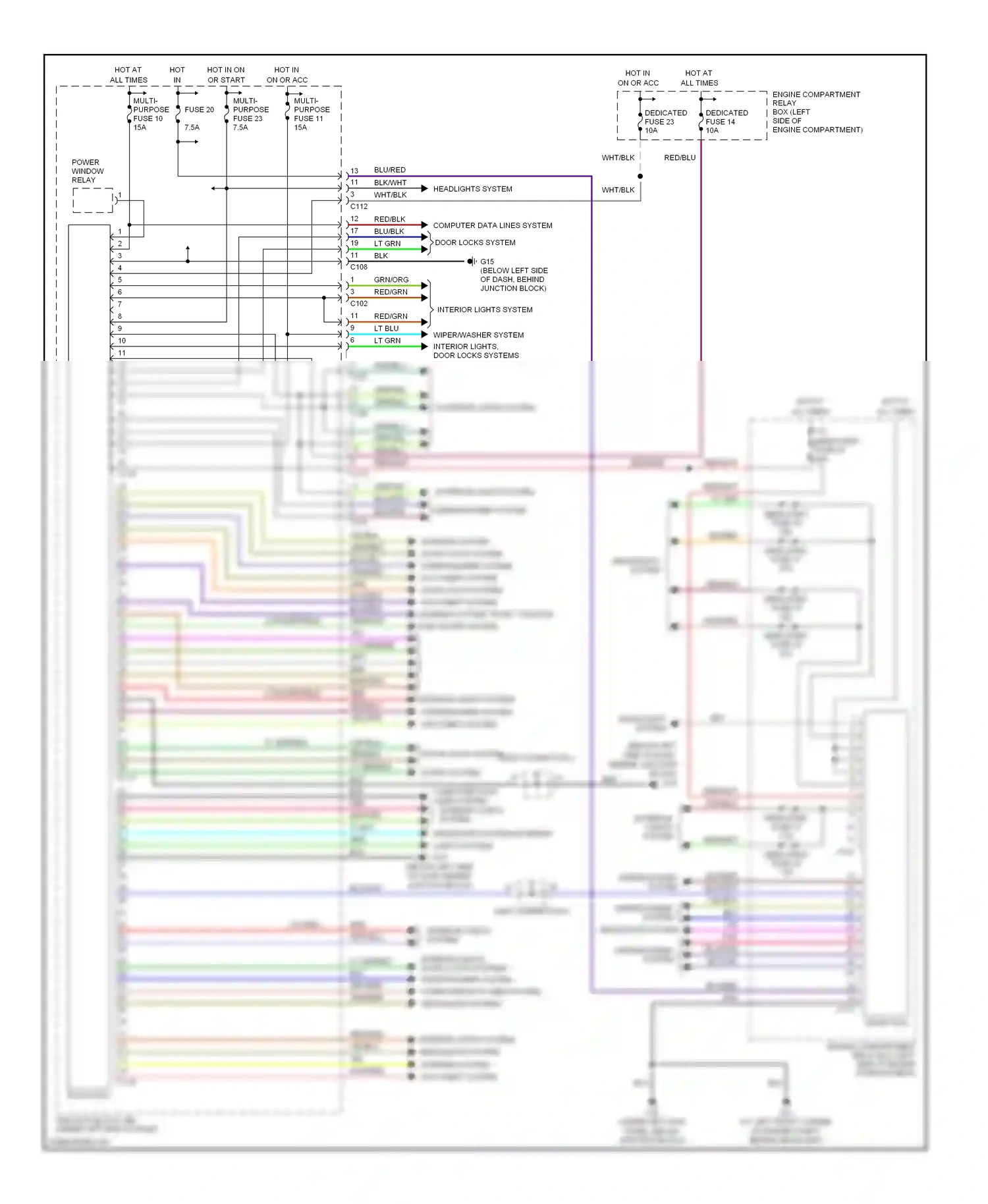 Mitsubishi Eclipse III (1999-2005) (under left kick panel, below junction block) wiring diagram  (1 of 8)
