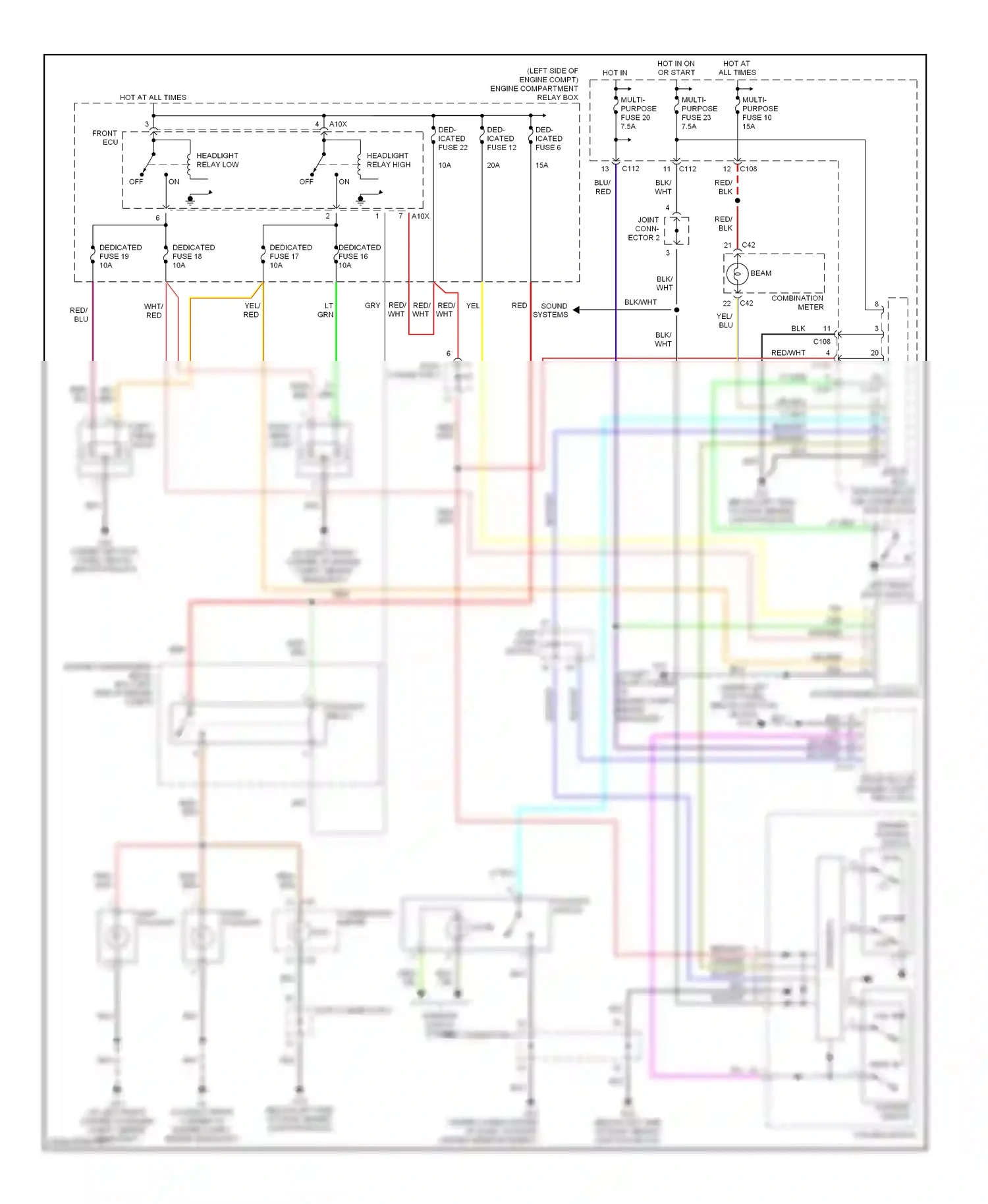 Mitsubishi Eclipse III (1999-2005) (under left kick panel, below junction block) wiring diagram  (4 of 8)
