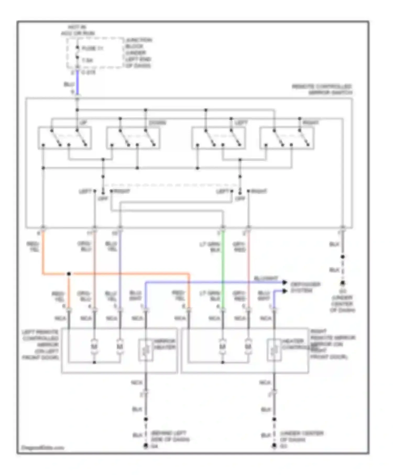 Eclipse Mitsubishi IV facelift (2008-2011): Power mirror circuit