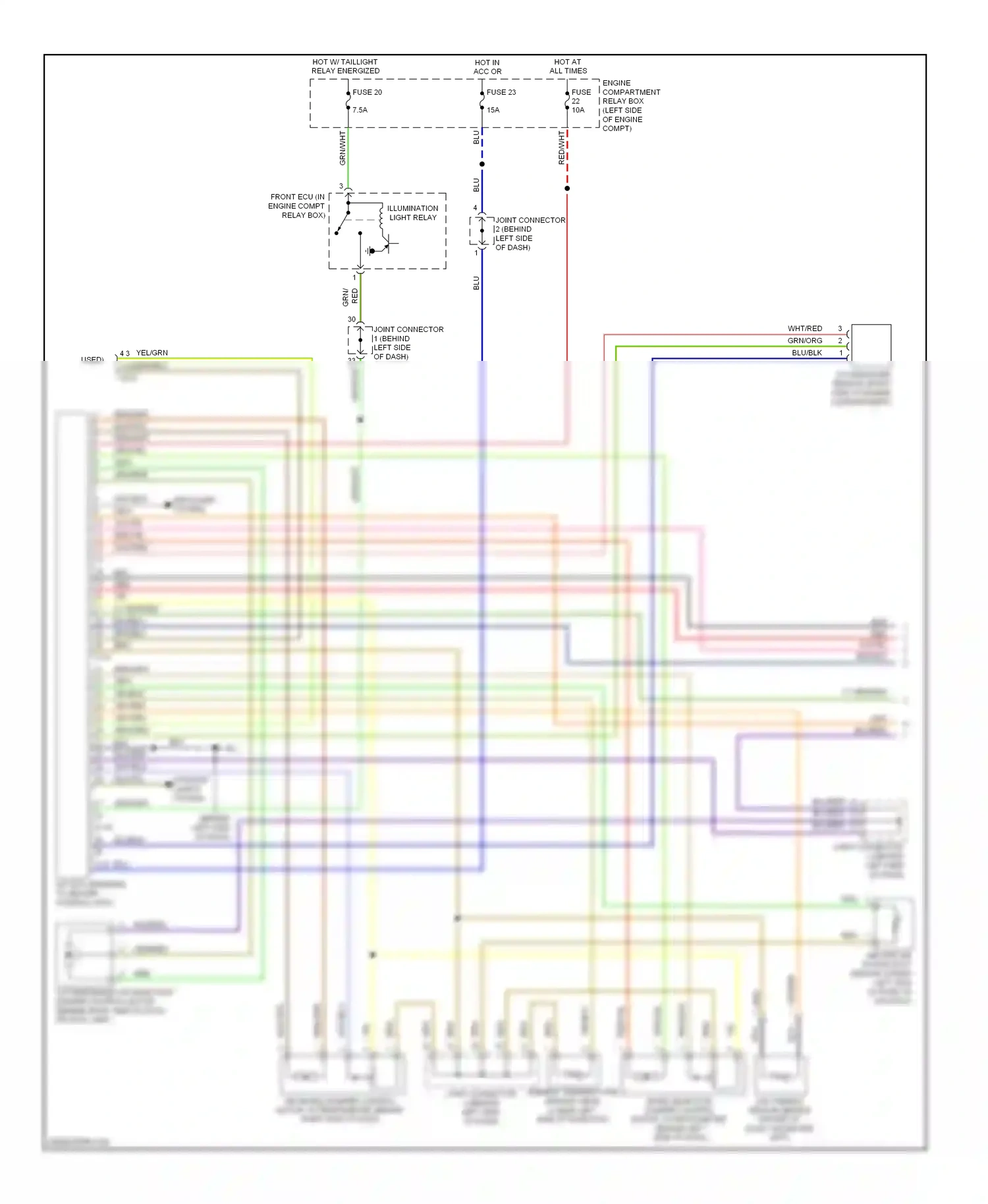 Mitsubishi Eclipse IV facelift (2008-2011) front ecu (in engine compt relay box) wiring diagram  (1 of 1)