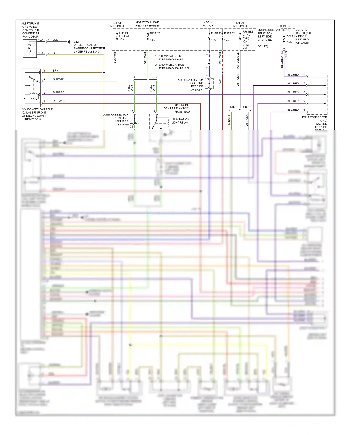 Mitsubishi Eclipse IV facelift (2008-2011) (in engine compt relay box) front ecu wiring diagram  (1 of 2)