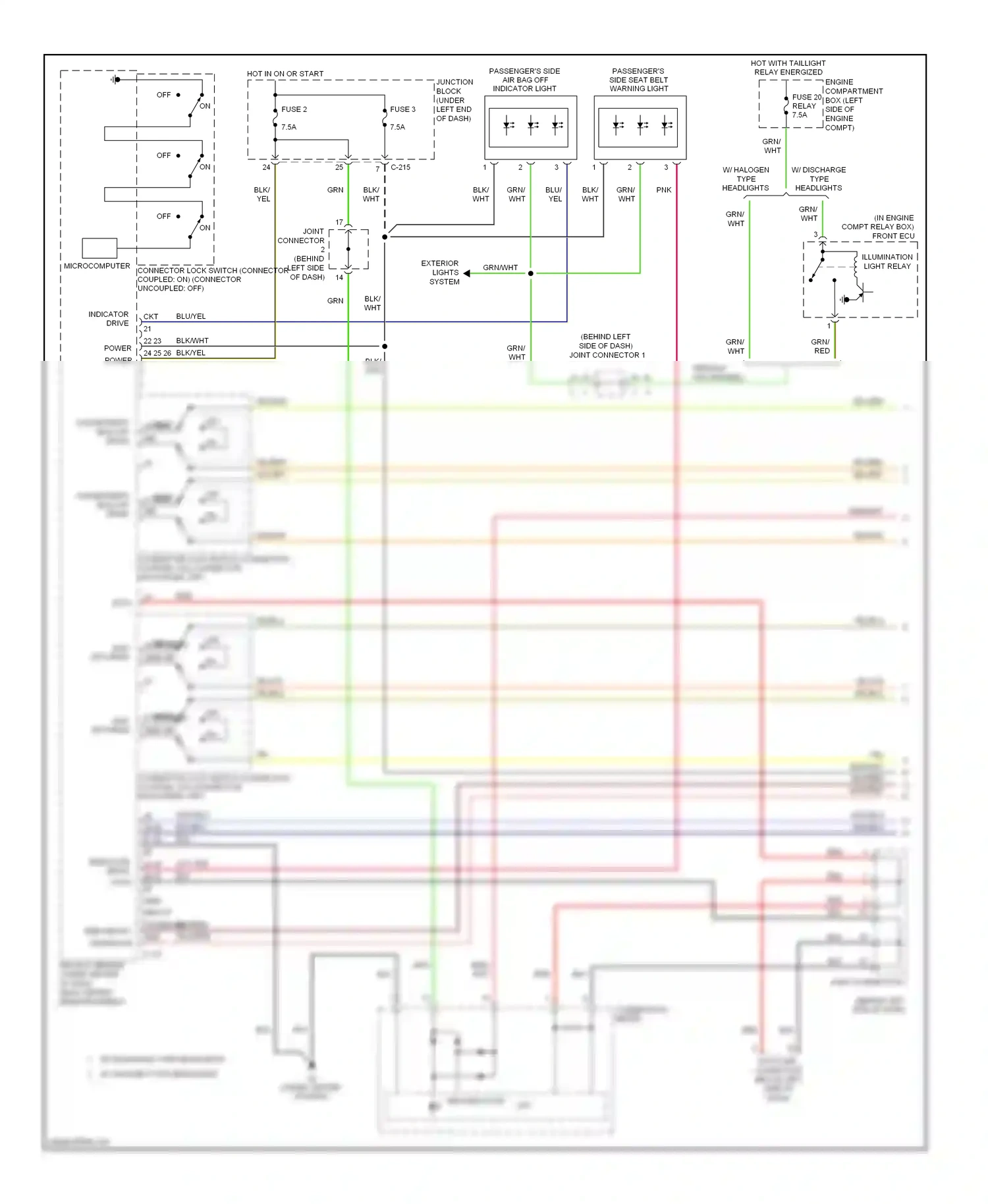 Mitsubishi Eclipse IV facelift (2008-2011) (in engine compt relay box) front ecu wiring diagram  (2 of 2)