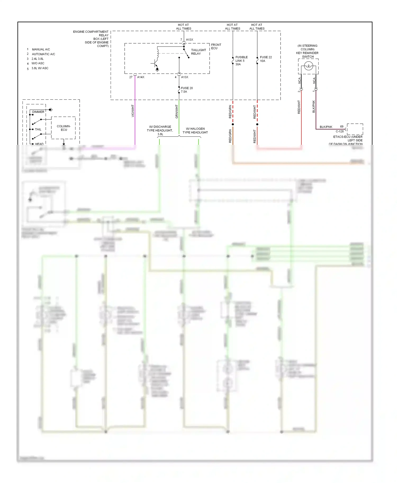 Mitsubishi Eclipse IV facelift (2008-2011) (in steering column) key reminder switch wiring diagram  (2 of 3)