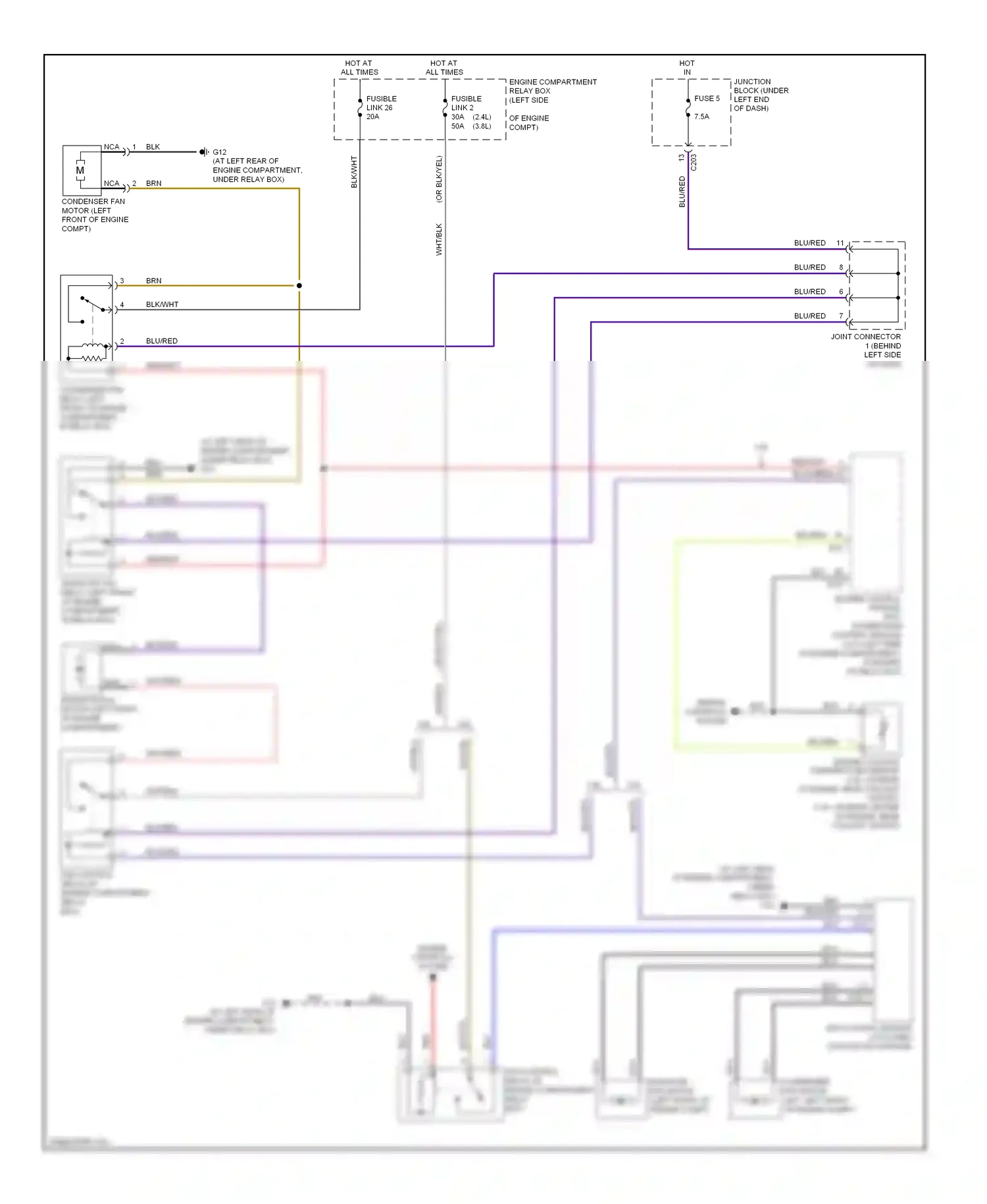 Mitsubishi Eclipse IV facelift (2008-2011) (left front of engine compt) wiring diagram  (1 of 1)