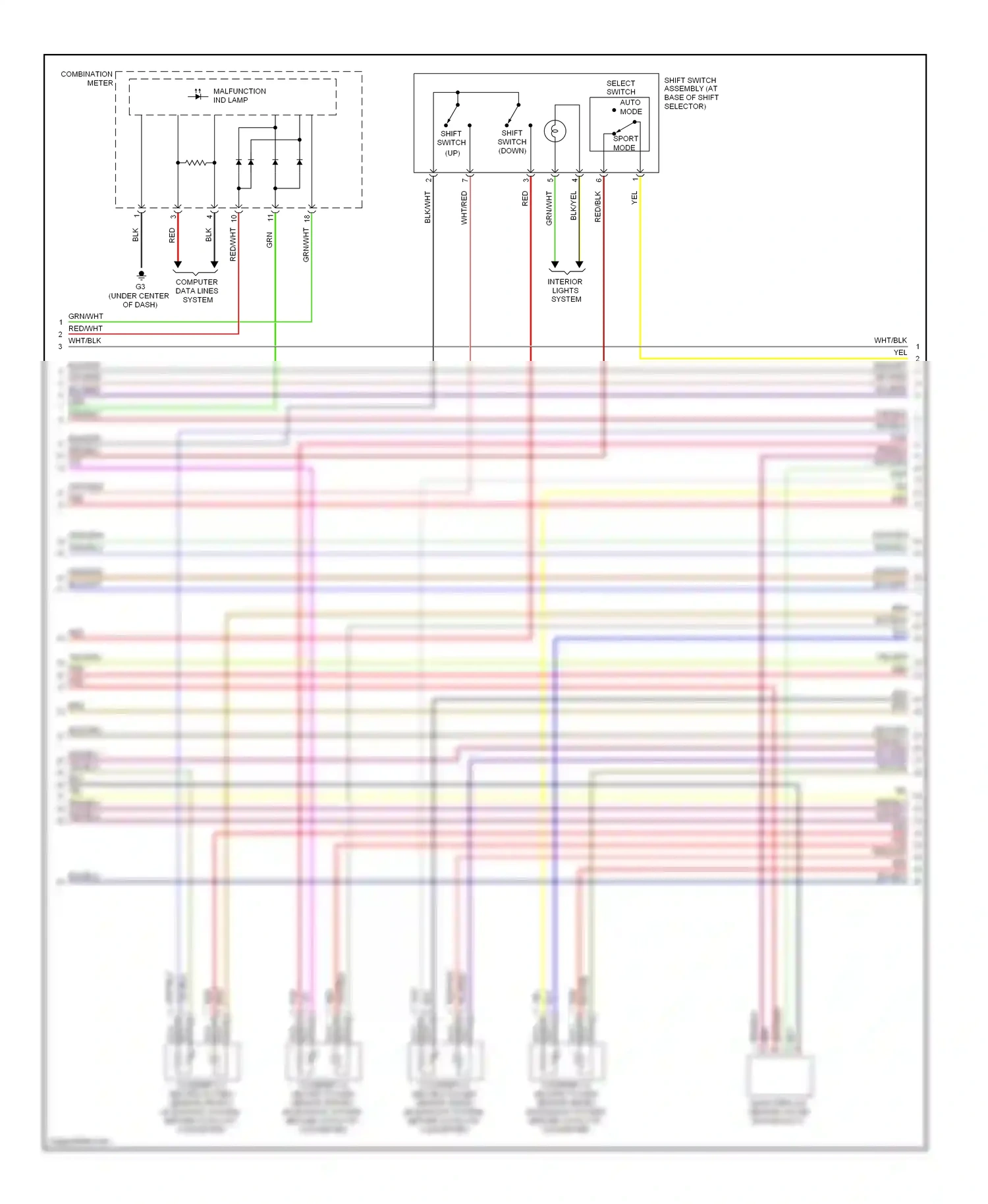 Mitsubishi Eclipse IV facelift (2008-2011) shift switch (down) wiring diagram  (1 of 2)