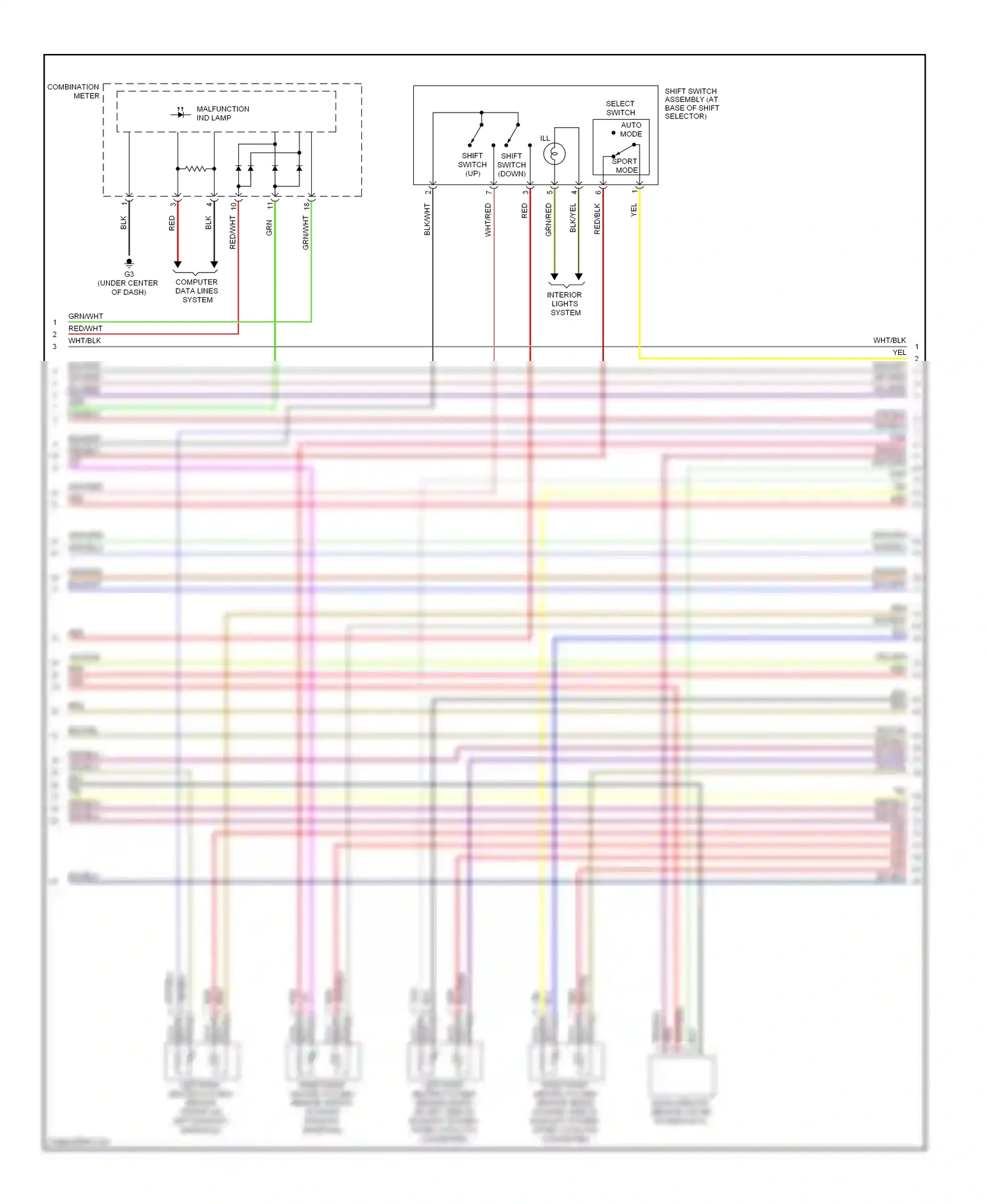 Mitsubishi Eclipse IV facelift (2008-2011) shift switch (up) wiring diagram  (3 of 3)