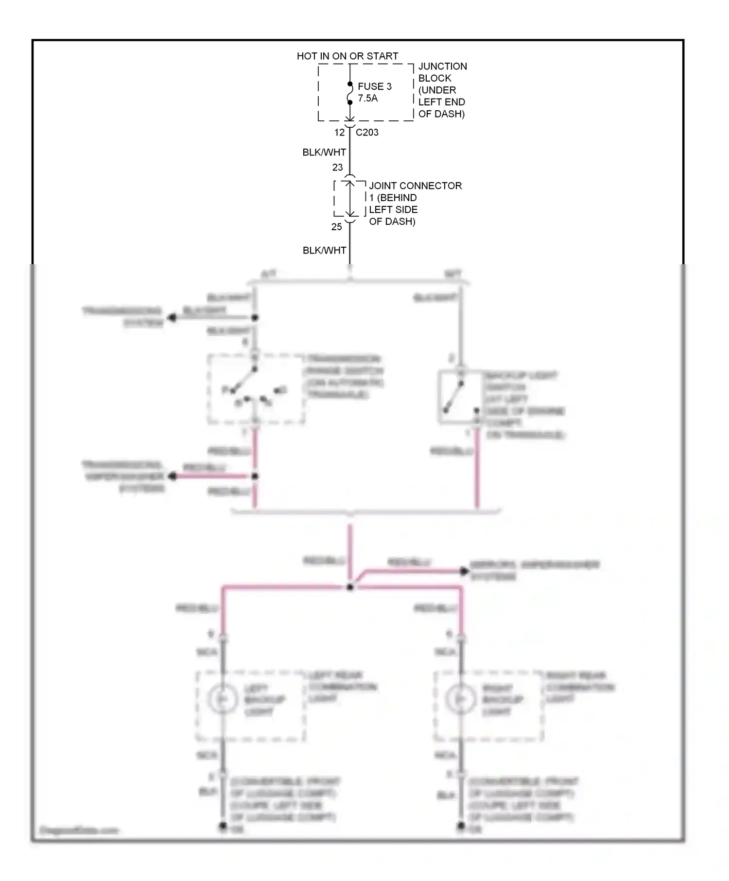 Mitsubishi Eclipse IV facelift (2008-2011) transmission range switch (on automatic transaxle) wiring diagram  (1 of 3)
