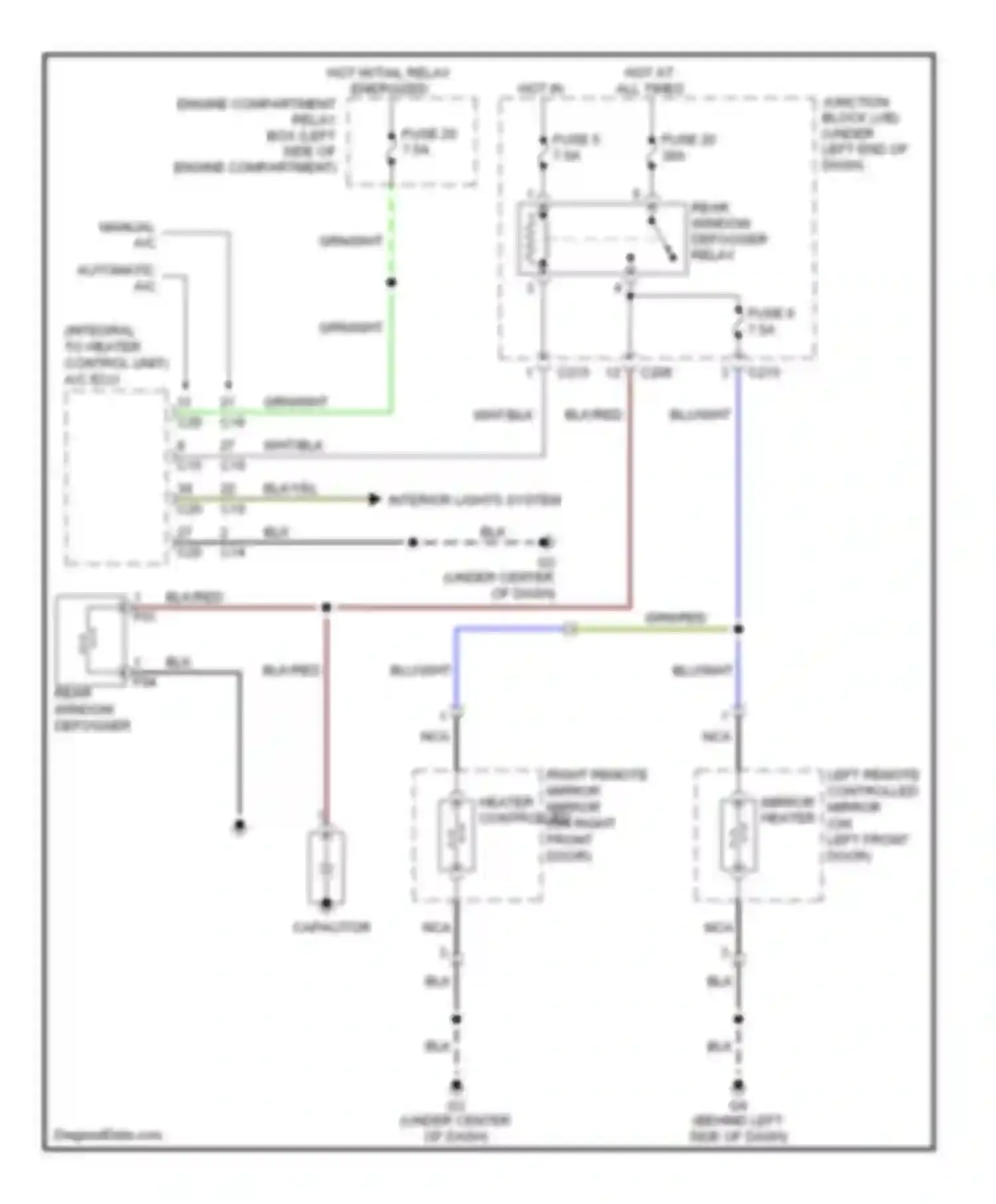 Eclipse Mitsubishi IV (2005-2008): Defoggers circuit