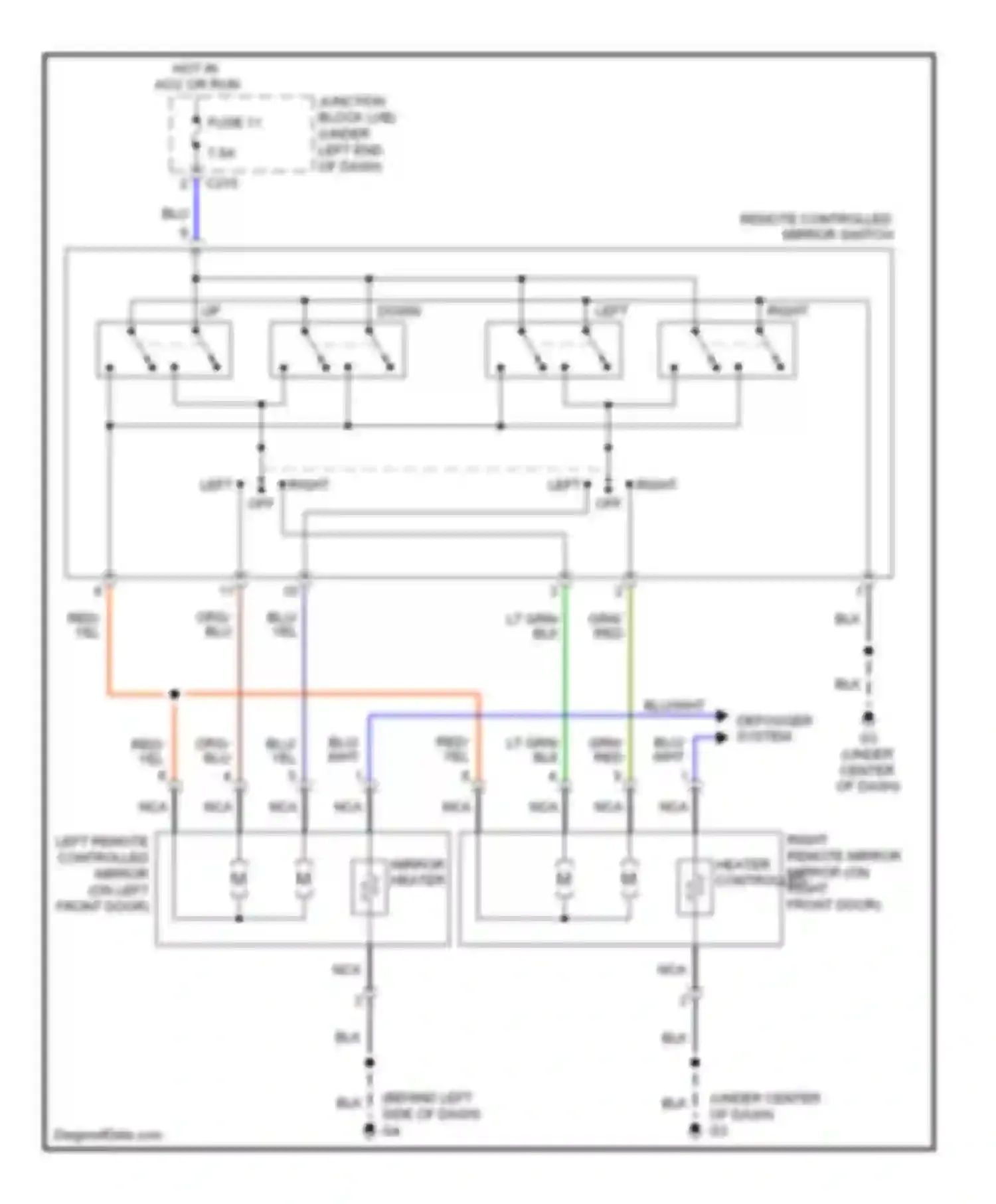 Eclipse Mitsubishi IV (2005-2008): Power mirror circuit