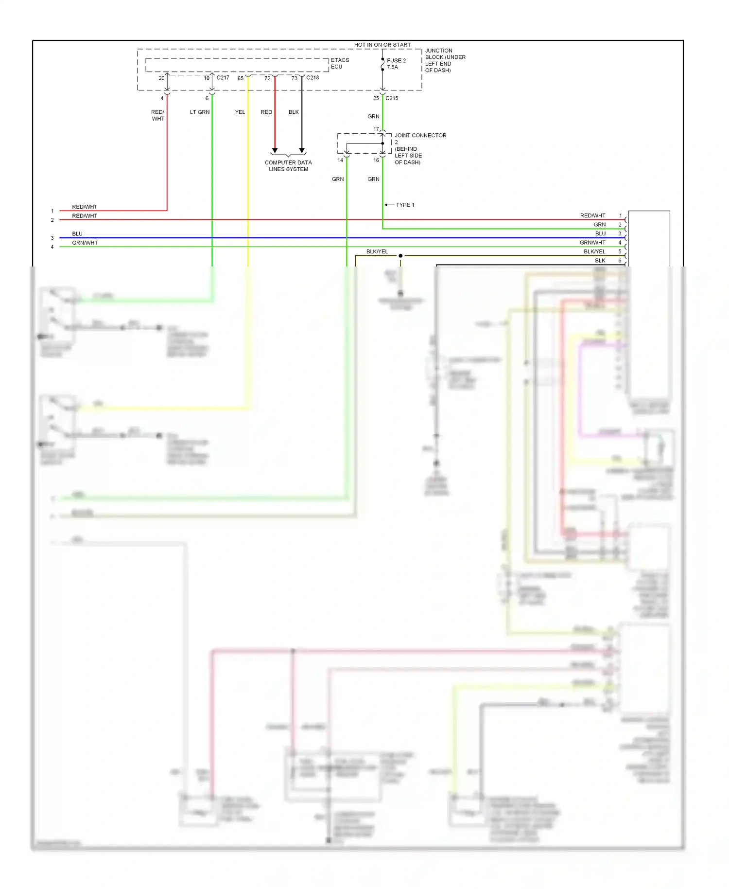 Mitsubishi Eclipse IV (2005-2008) control module (a/t) (left side of engine compt, forward of relay box) wiring diagram  (1 of 1)