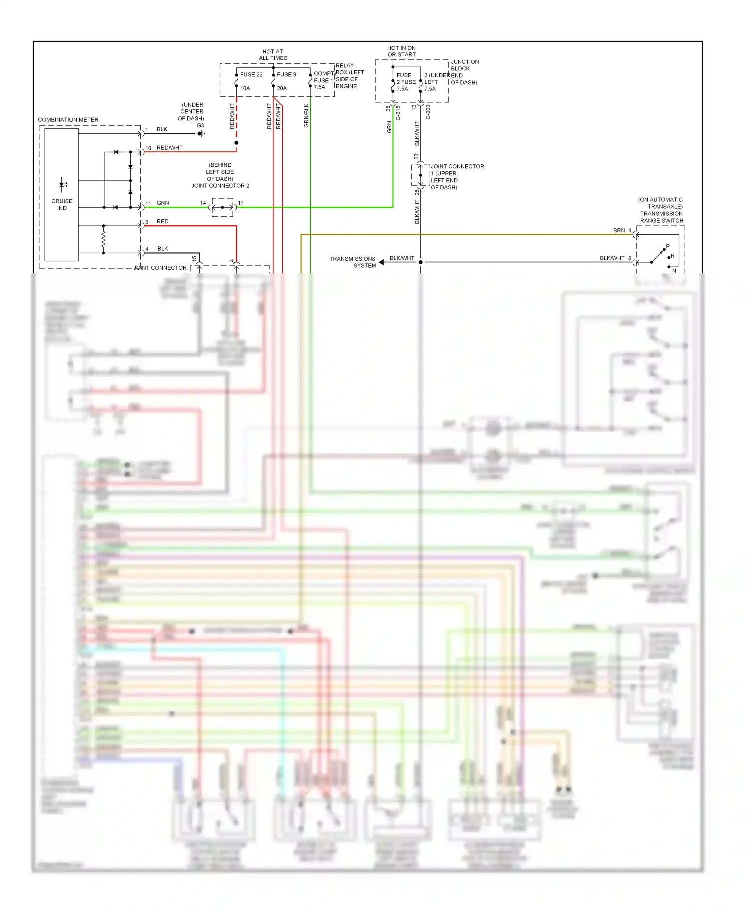 Mitsubishi Eclipse IV (2005-2008) (on automatic transaxle) transmission range switch wiring diagram  (1 of 4)