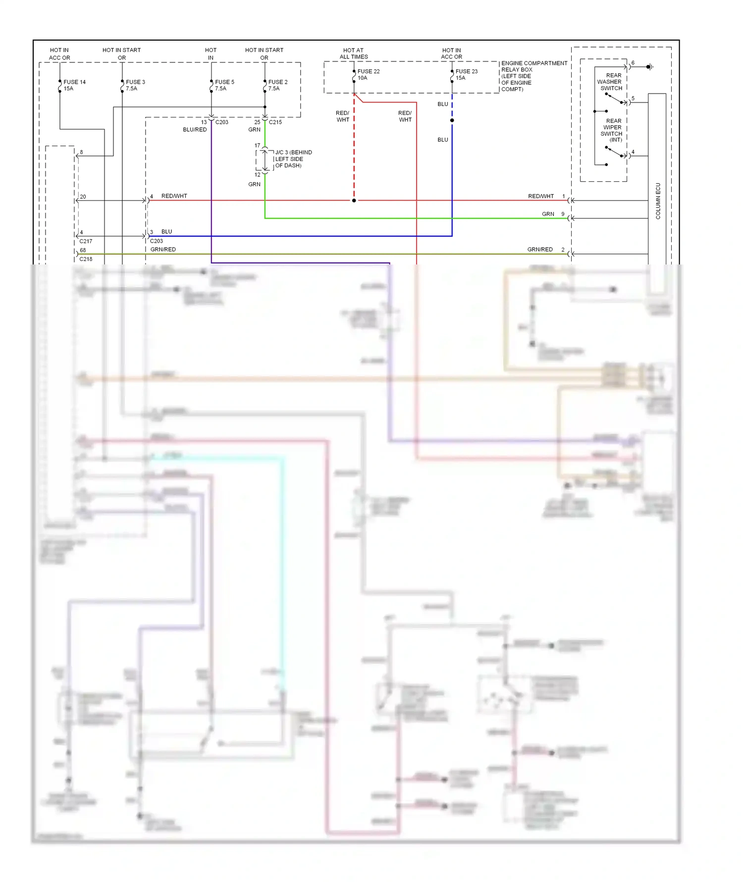Mitsubishi Eclipse IV (2005-2008) powertrain control module (left side of engine compt, forward of relay box) wiring diagram  (1 of 5)