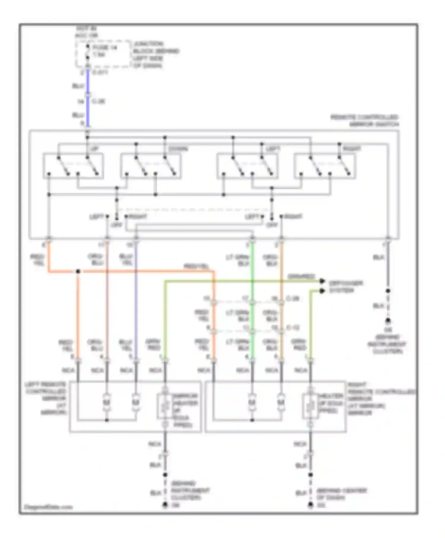 Wiring diagram remote controlled mirror switch for Mitsubishi Galant IX facelift 2 (2008-2012) (1 of 1)
