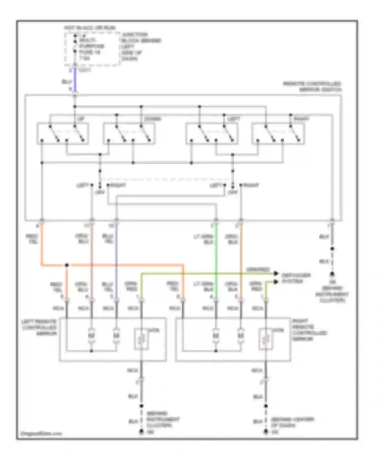 Galant Mitsubishi IX (2003-2006): Power mirrors circuit