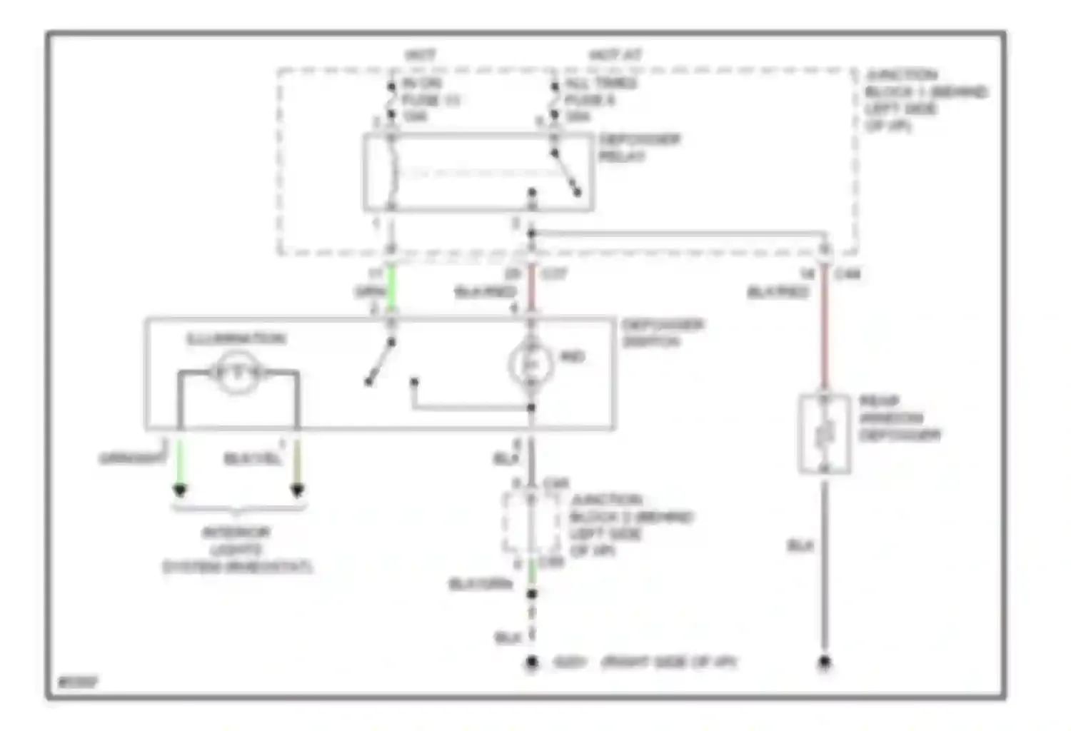 Galant Mitsubishi VII (1992-1997): Defogger circuit, without etacs unit