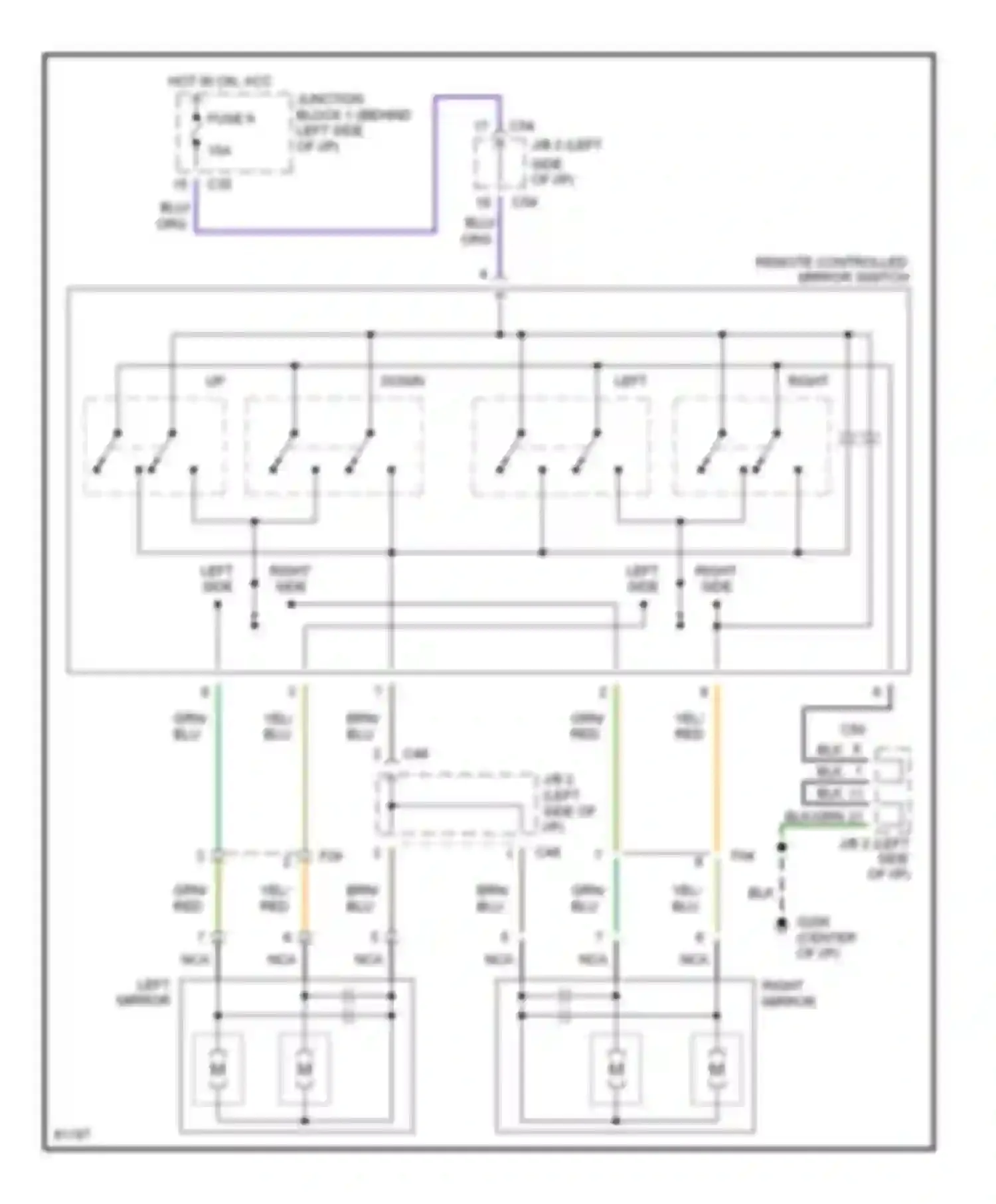 Galant Mitsubishi VII (1992-1997): Power mirror circuit