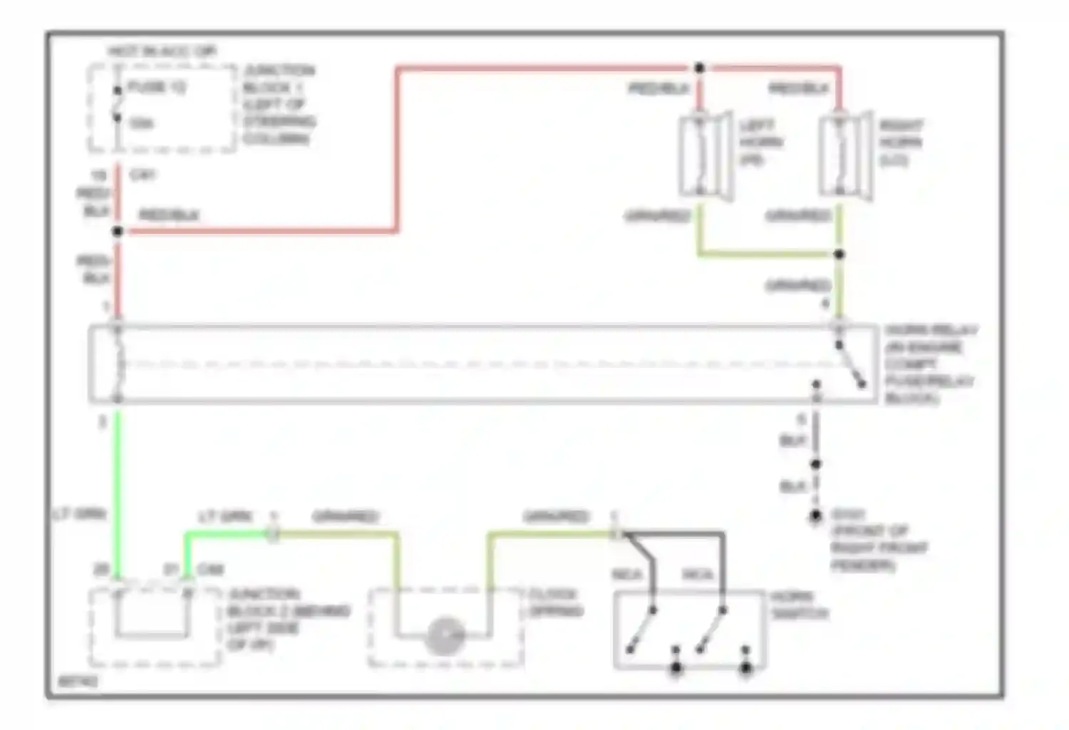 Wiring diagram hot in acc or on for Mitsubishi Galant VII (1992-1997) (2 of 5)