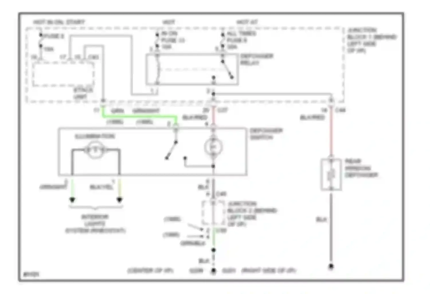 Wiring diagram hot in on fuse 13 for Mitsubishi Galant VII (1992-1997) (1 of 2)