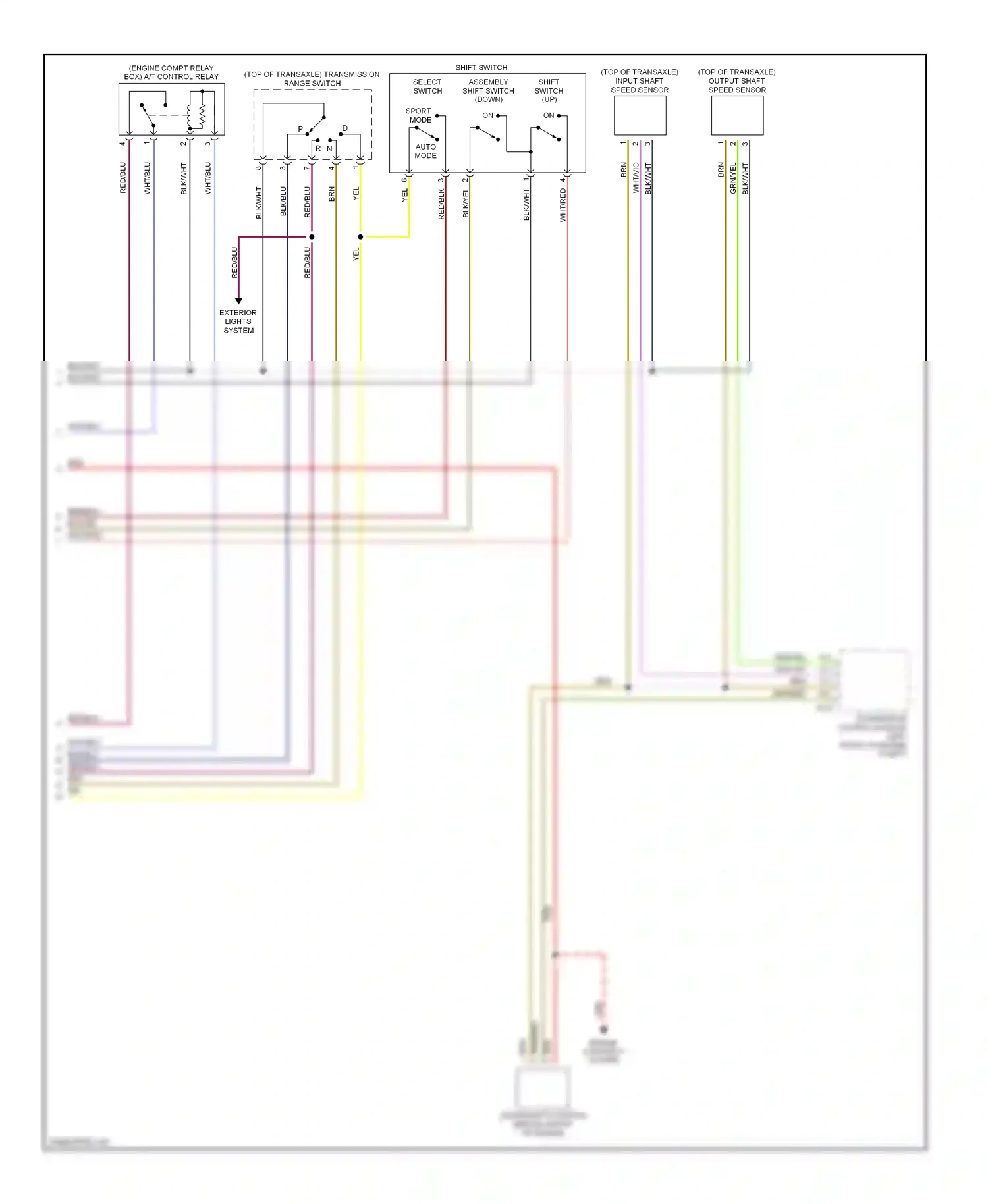 Mitsubishi Galant VIII facelift (1998-2006) shift switch assembly shift switch (down) wiring diagram  (1 of 2)