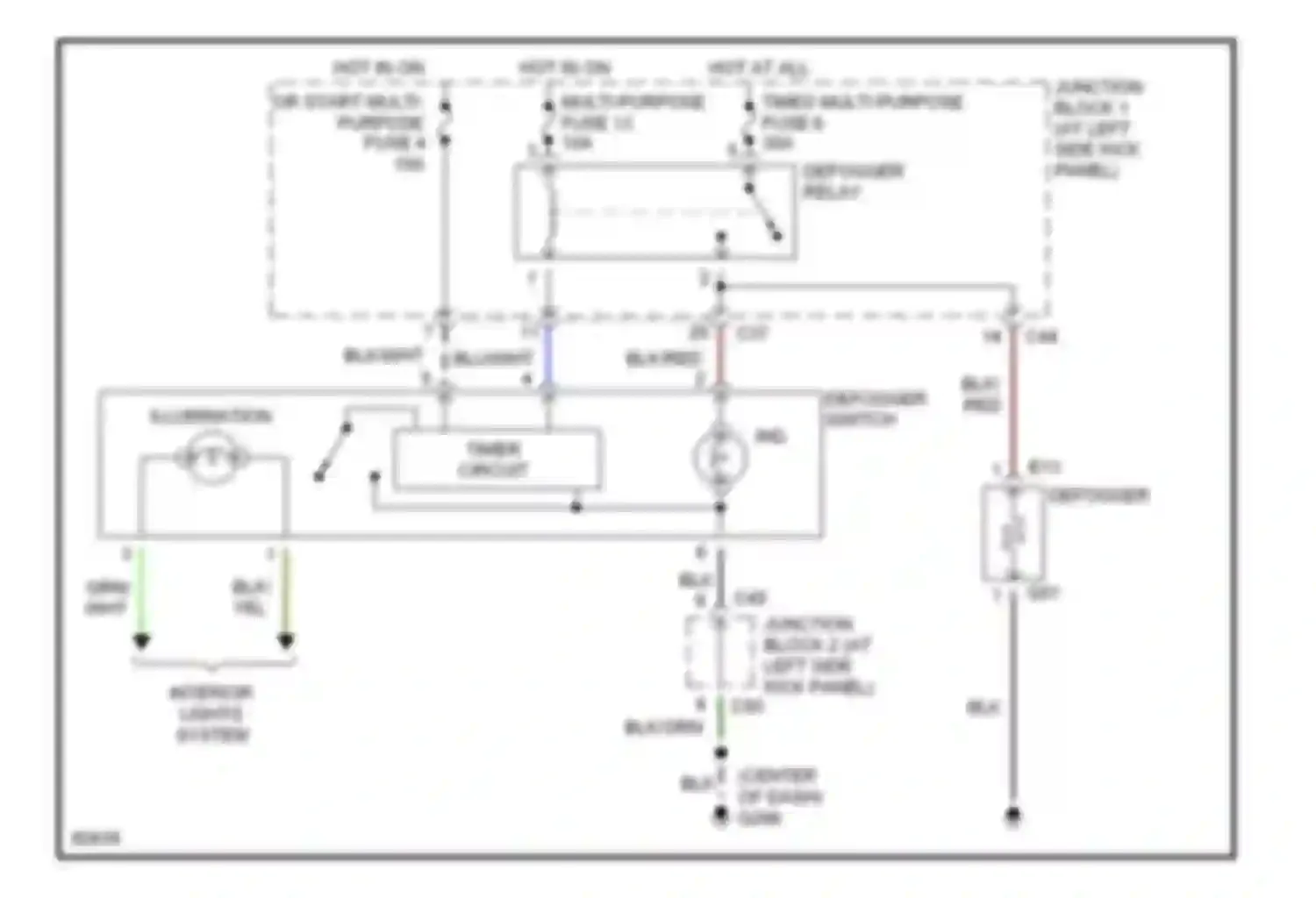 Galant Mitsubishi VIII (1996-1999): Defogger circuit, without etacs-ecu