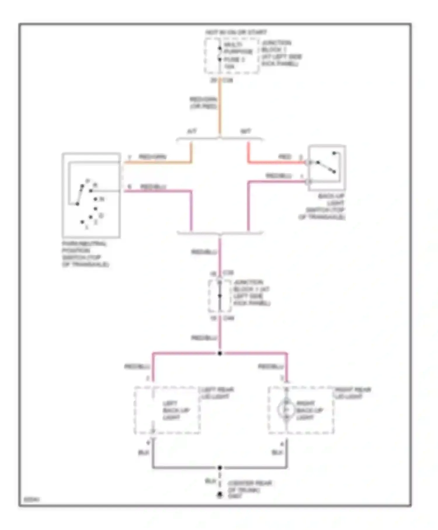Galant Mitsubishi VIII (1996-1999): Back-up lamps circuit