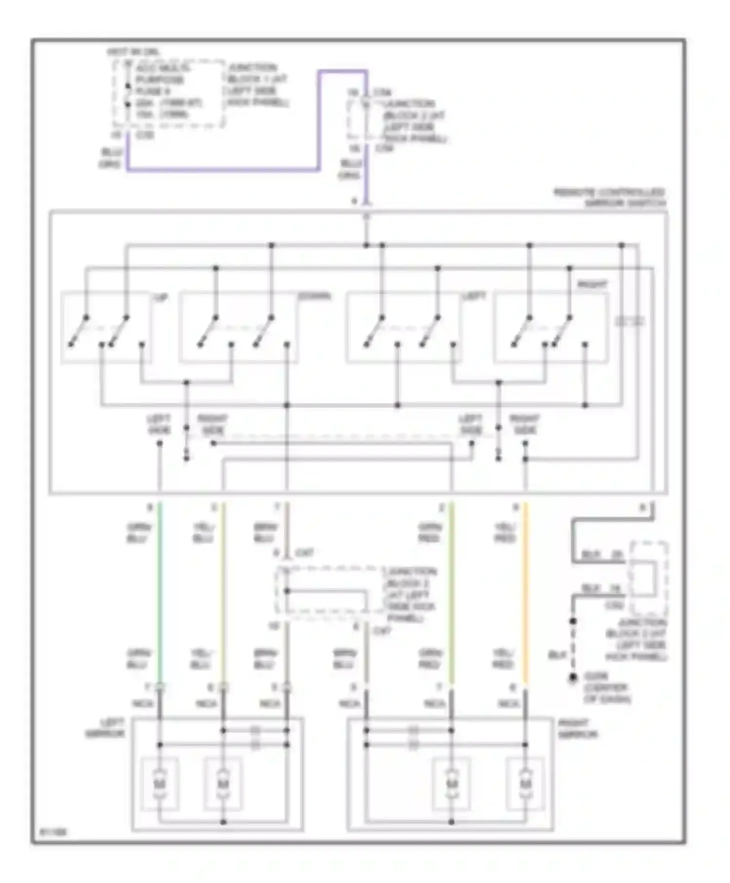 Galant Mitsubishi VIII (1996-1999): Power mirror circuit