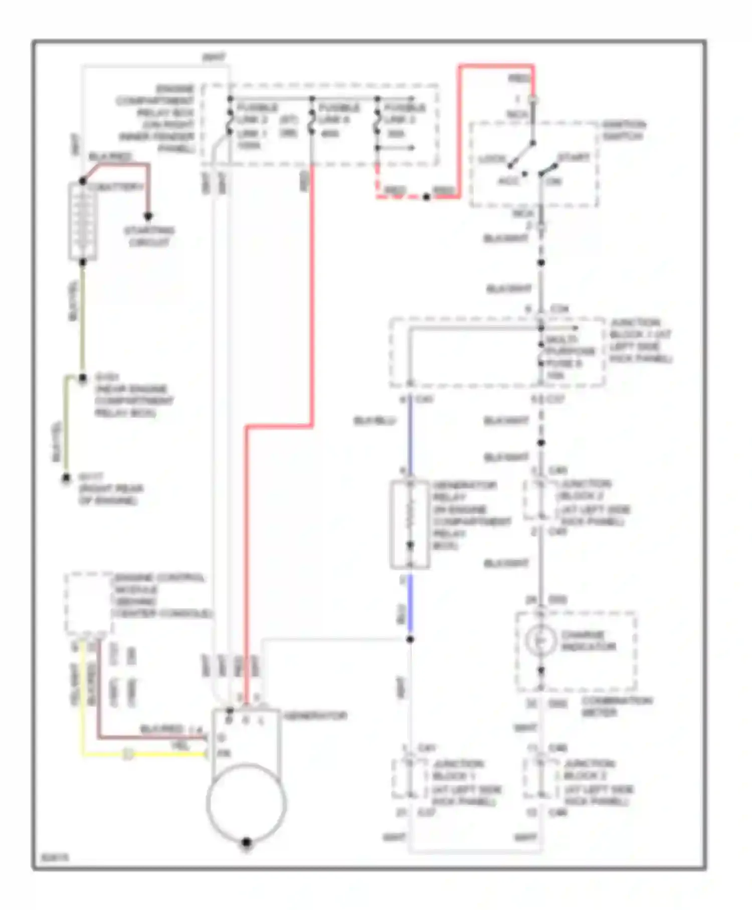 Wiring diagram ignition switch for Mitsubishi Galant VIII (1996-1999) (3 of 11)
