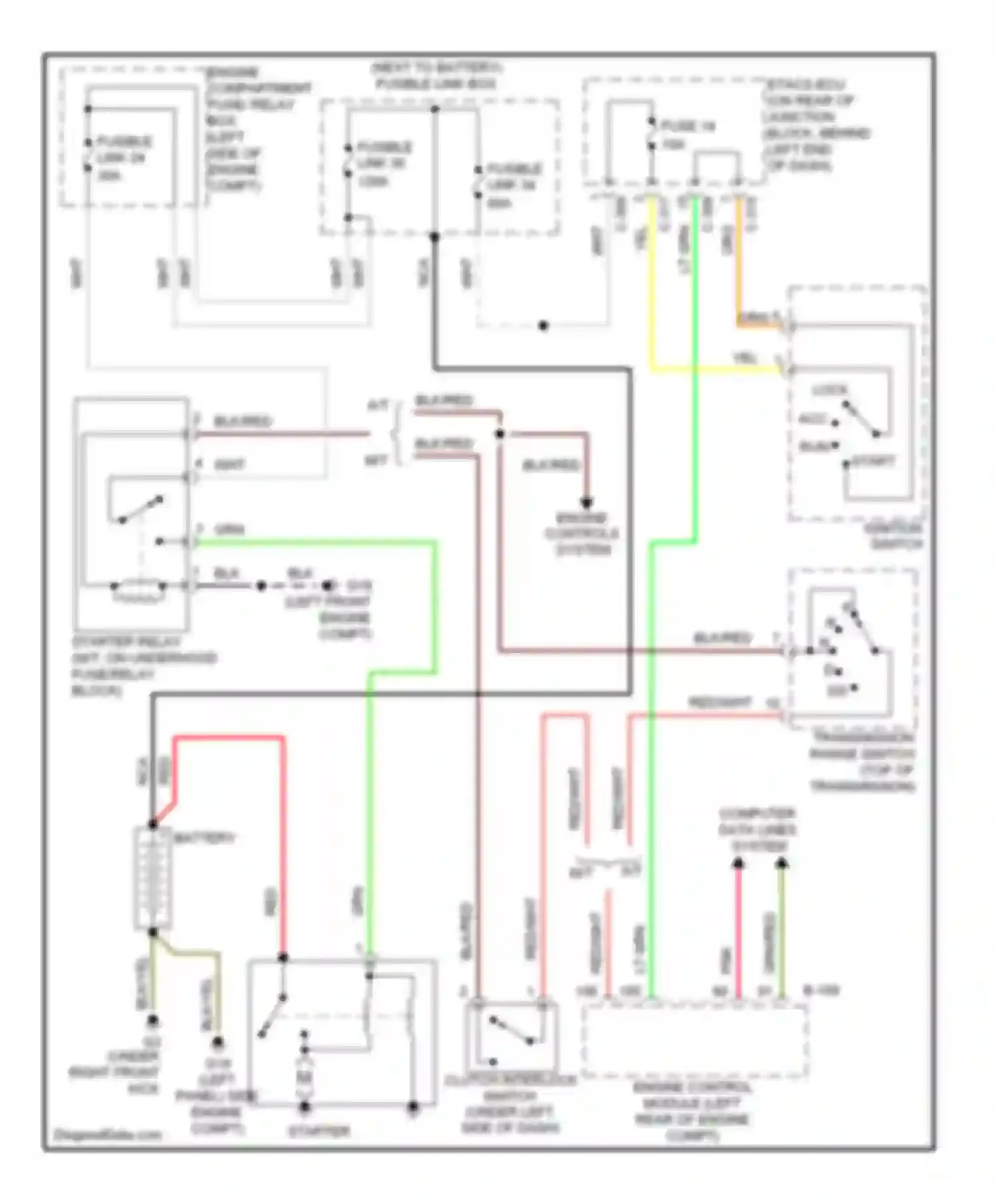 Lancer Mitsubishi IX facelift (2005-2010): Starting circuit, except evolution