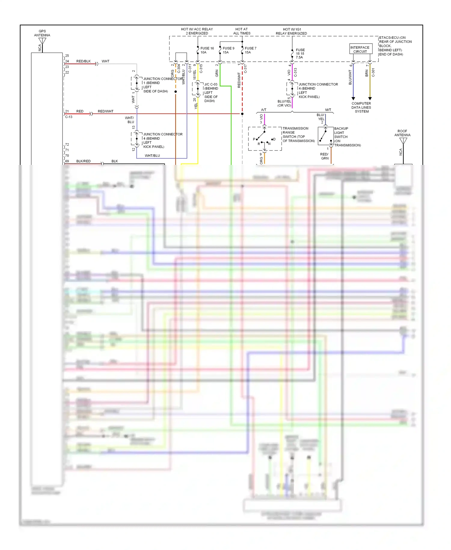 Mitsubishi Lancer IX facelift (2005-2010) (behind right computer computer data kick data lines lines panel) system system wiring diagram  (1 of 4)