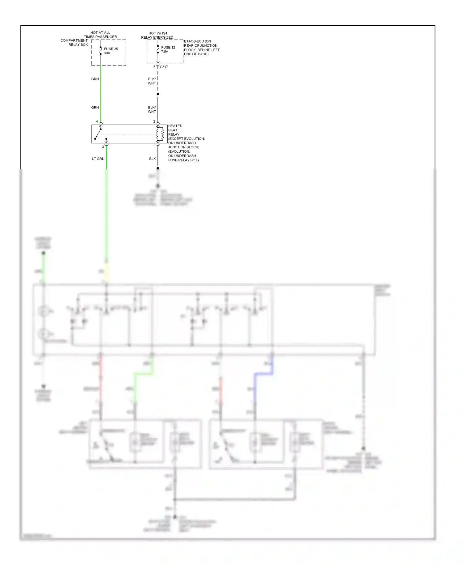 Mitsubishi Lancer IX facelift (2005-2010) (except evolution) (behind left kick panel) (evolution) (behind left kick panel) wiring diagram  (1 of 1)