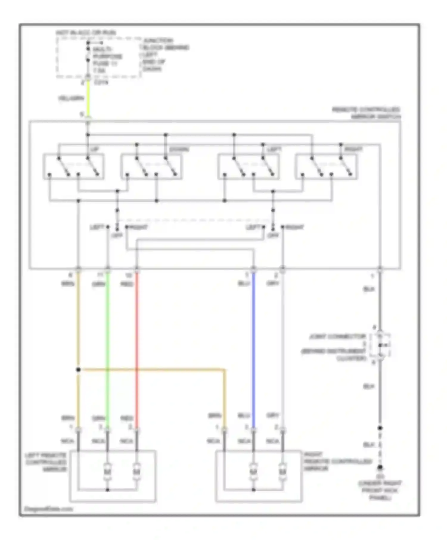 Lancer Mitsubishi IX (2000-2007): Power mirrors circuit, evolution