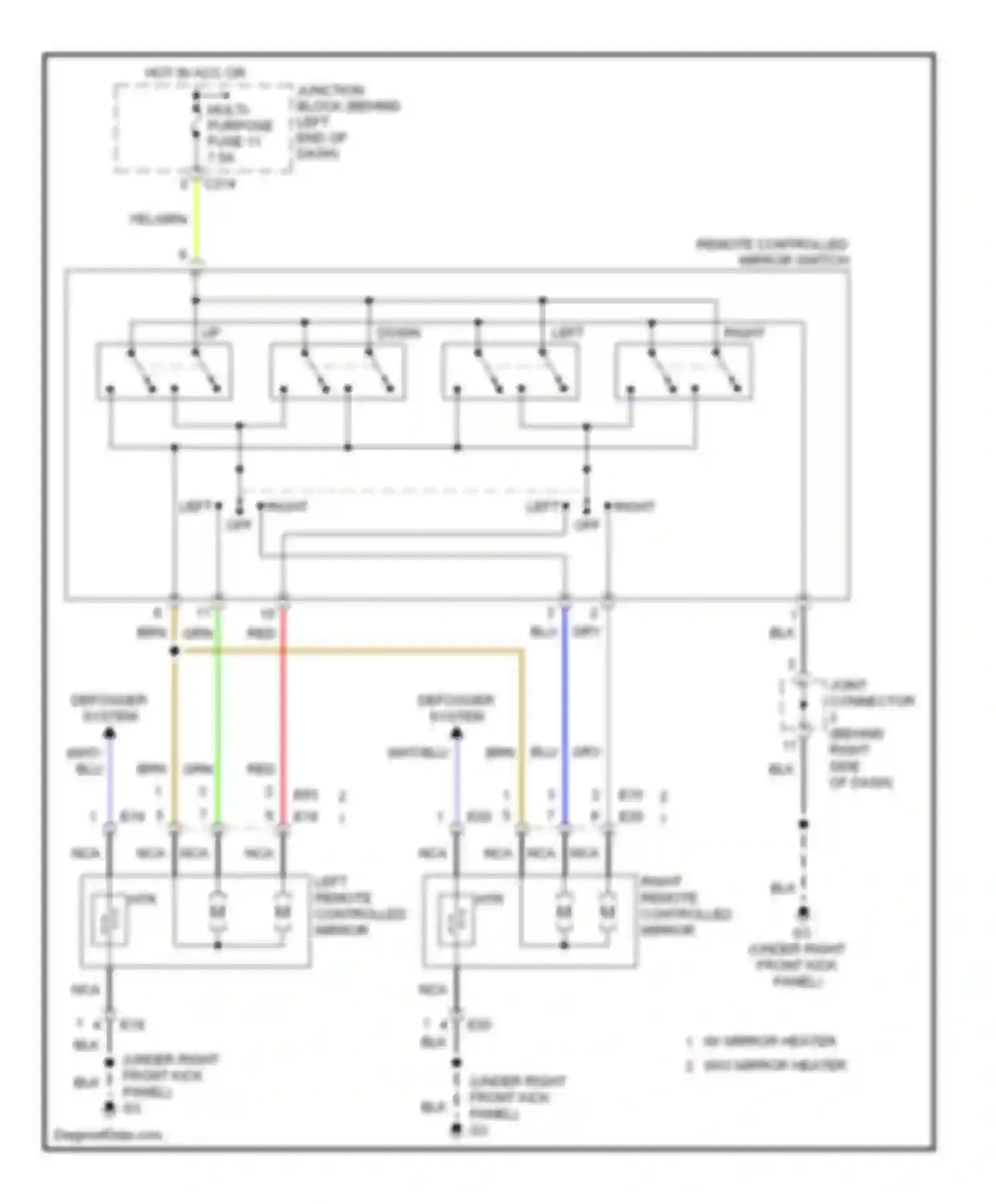 Lancer Mitsubishi IX (2000-2007): Power mirrors circuit, except evolution