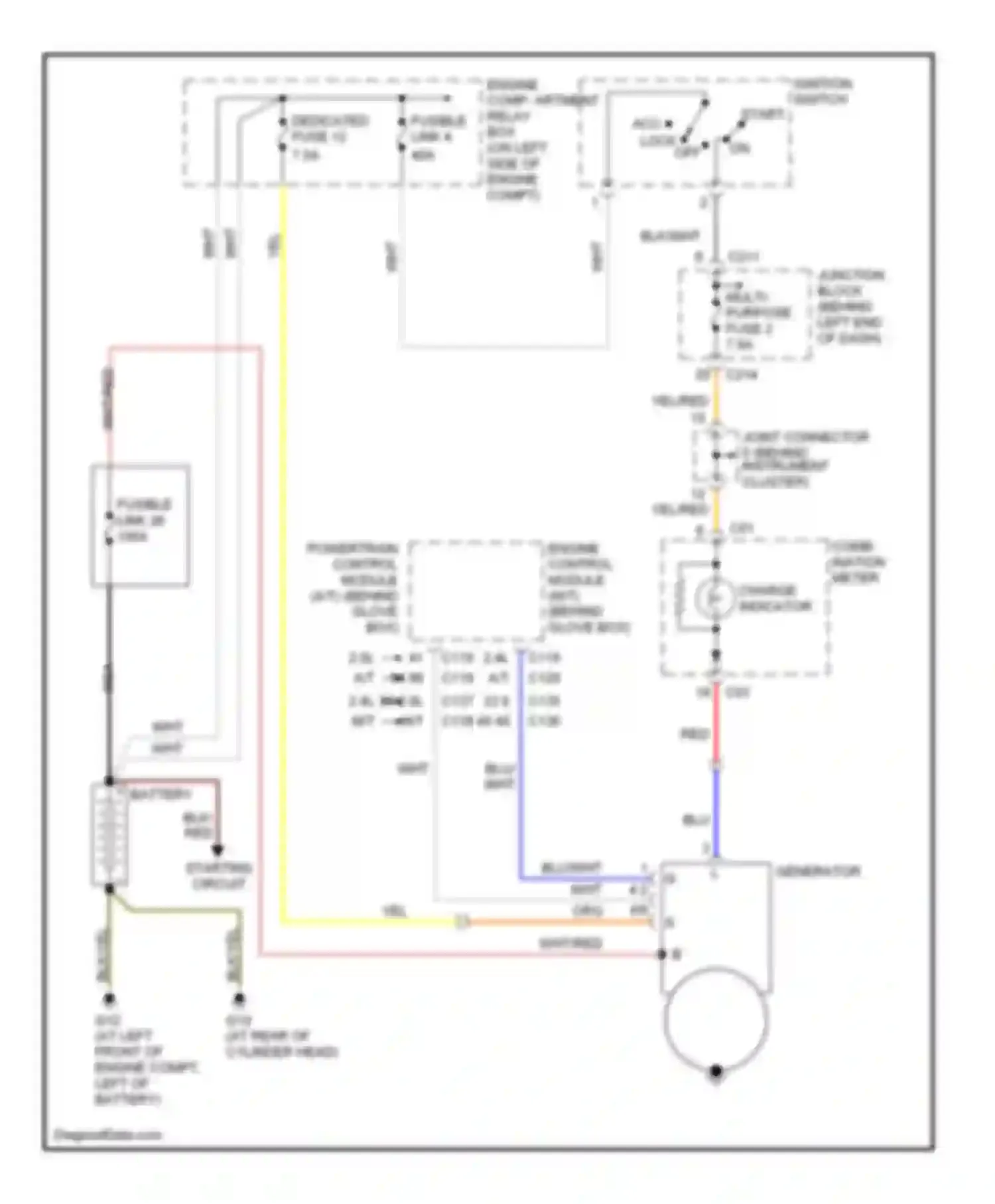 Lancer Mitsubishi IX (2000-2007): Charging circuit, except evolution