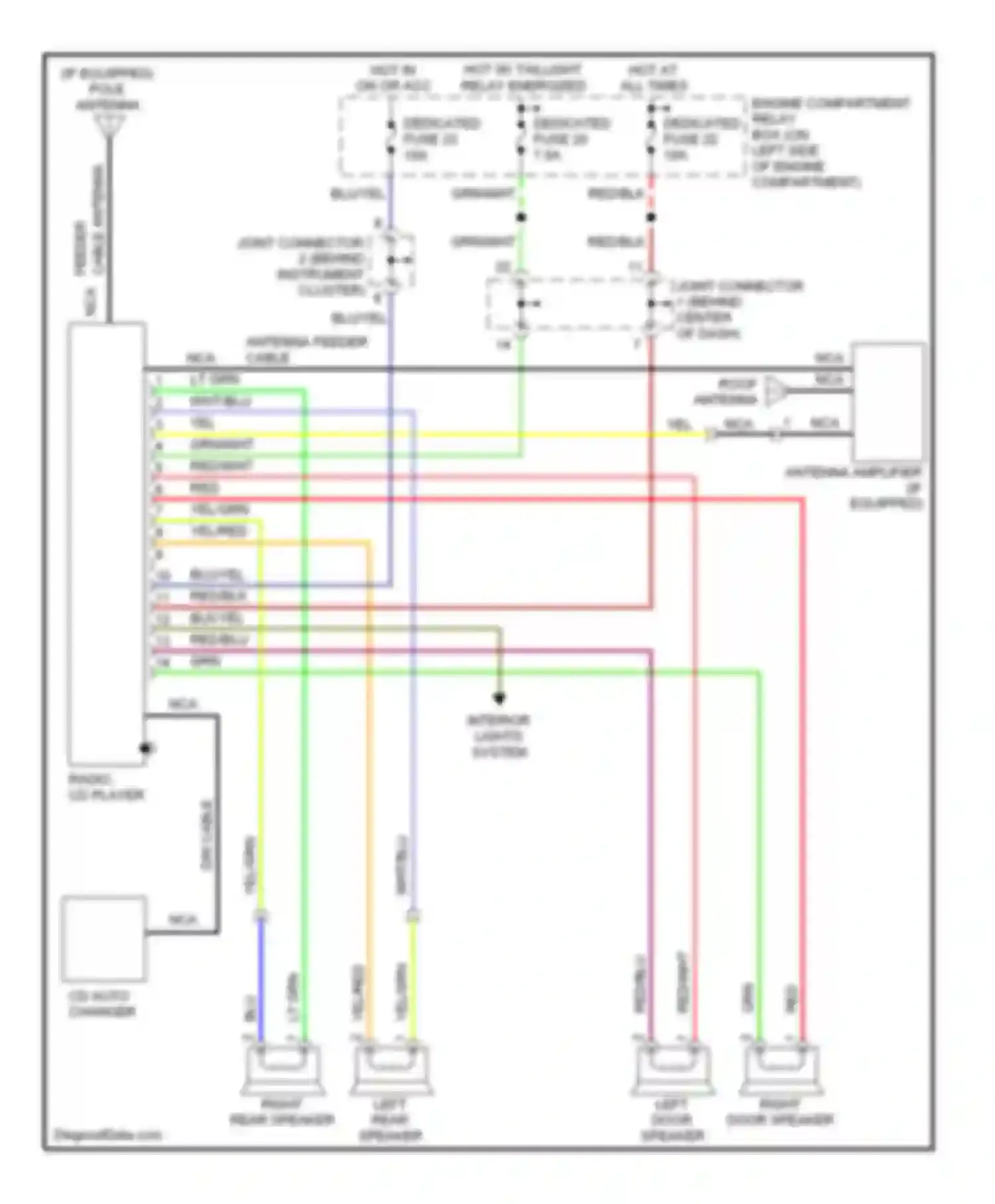 Wiring diagram left rear speaker for Mitsubishi Lancer IX (2000-2007) (1 of 3)
