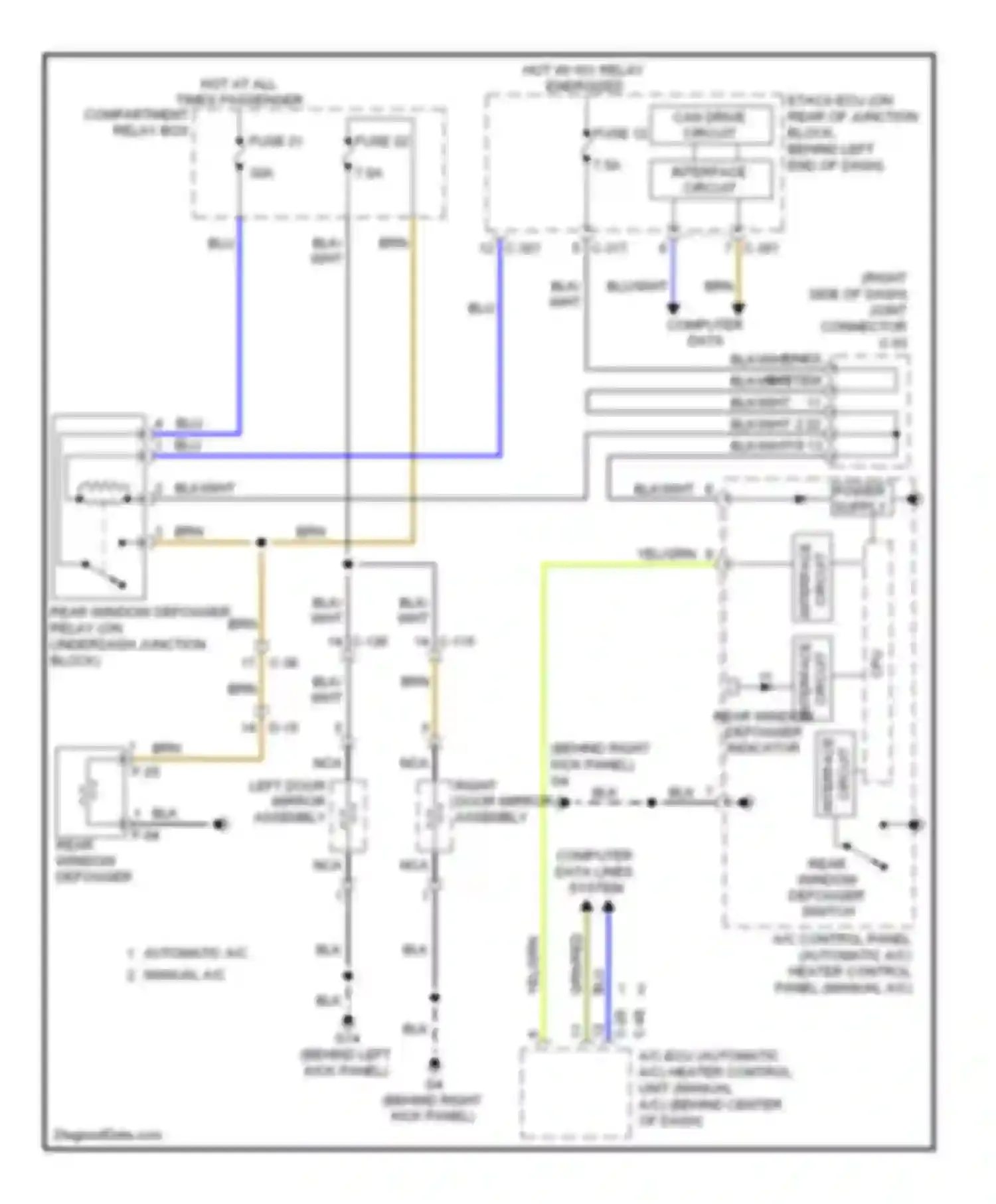 Lancer Mitsubishi X facelift (2011-2015): Defoggers circuit, except evolution