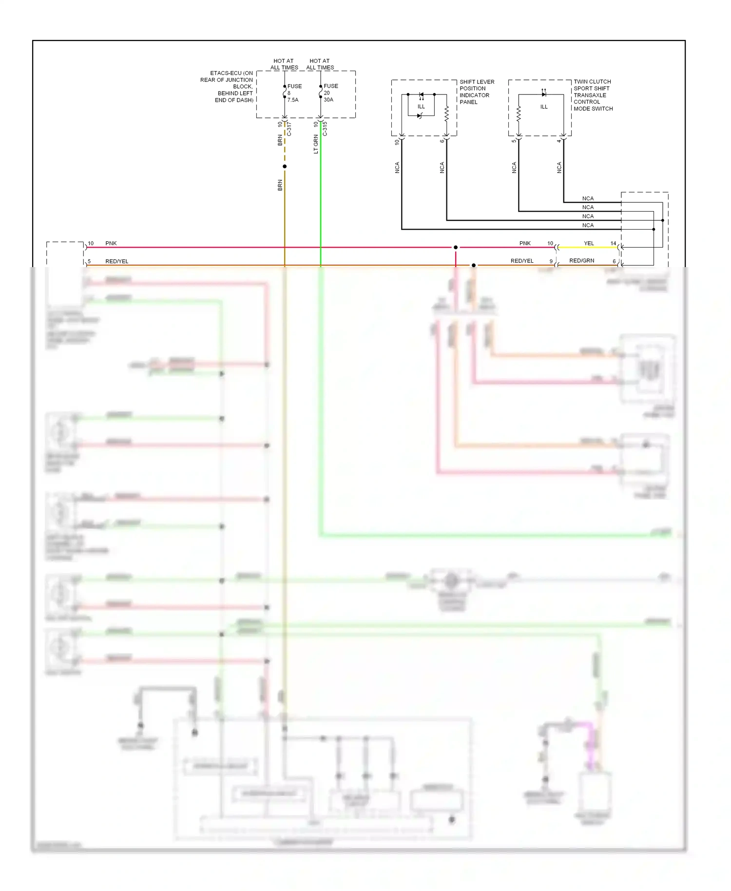 Mitsubishi Lancer X facelift (2011-2015) a/c control panel (automatic a/c) heater control panel (manual a/c) wiring diagram  (2 of 2)