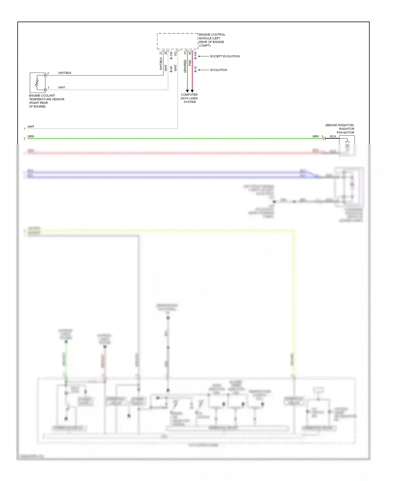 Mitsubishi Lancer X facelift (2011-2015) (left front engine compt) (except evolution) wiring diagram  (1 of 2)