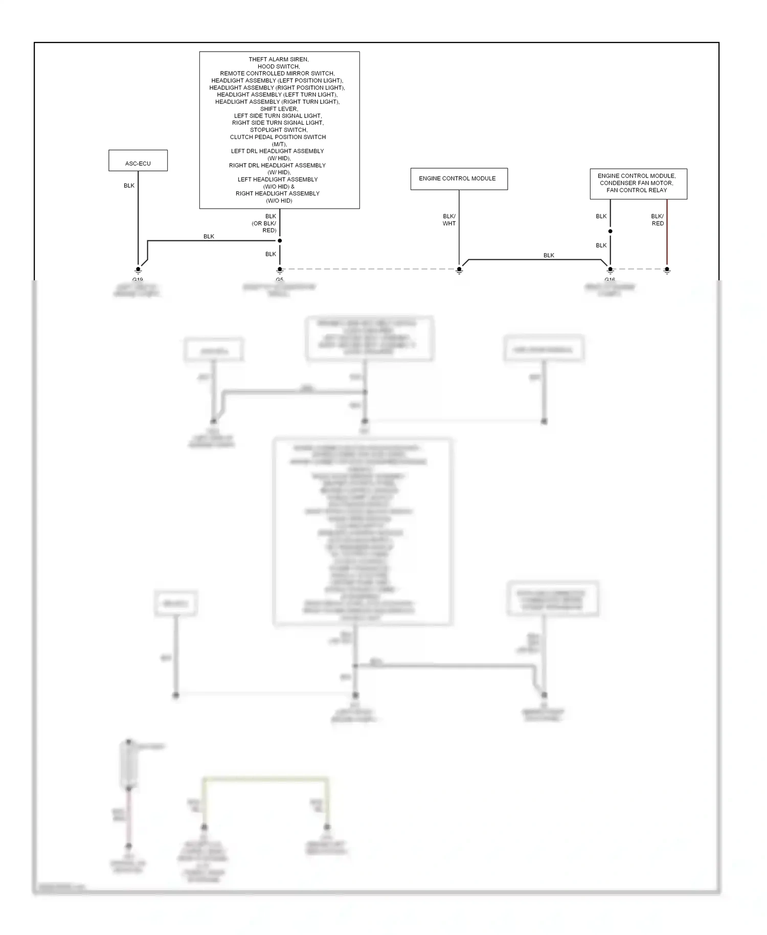 Mitsubishi Lancer X facelift (2011-2015) (left front engine compt) wiring diagram  (21 of 24)