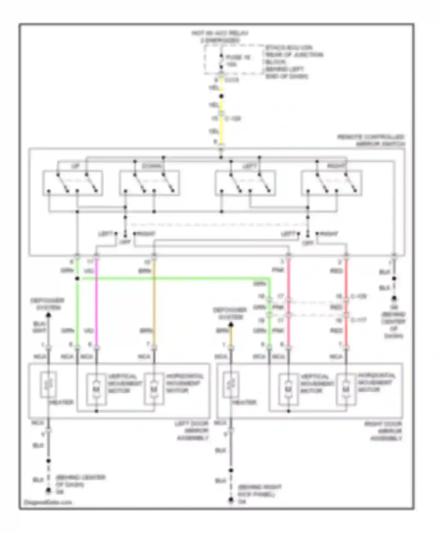 Wiring diagram right door mirror assembly for Mitsubishi Lancer X facelift (2011-2015) (3 of 4)
