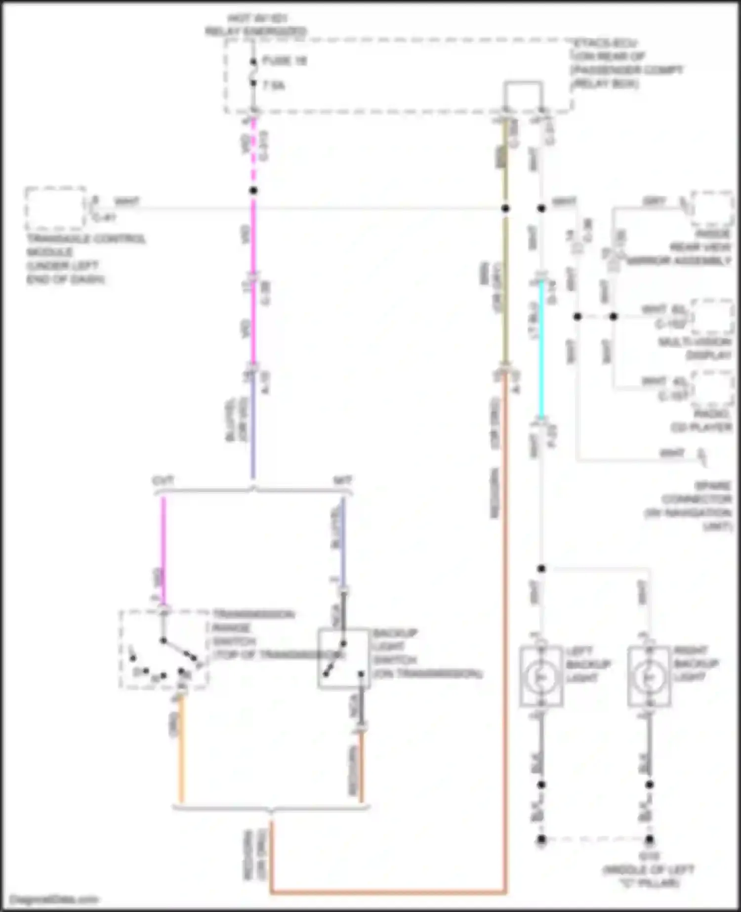 Wiring diagram inside rear view mirror assembly for Mitsubishi Lancer X facelift 2 (2015-2017) (2 of 2)