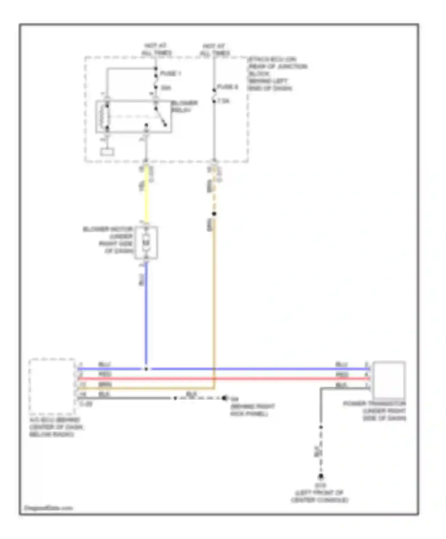 Lancer Mitsubishi X (2007-2010): Heater circuit, except evolution