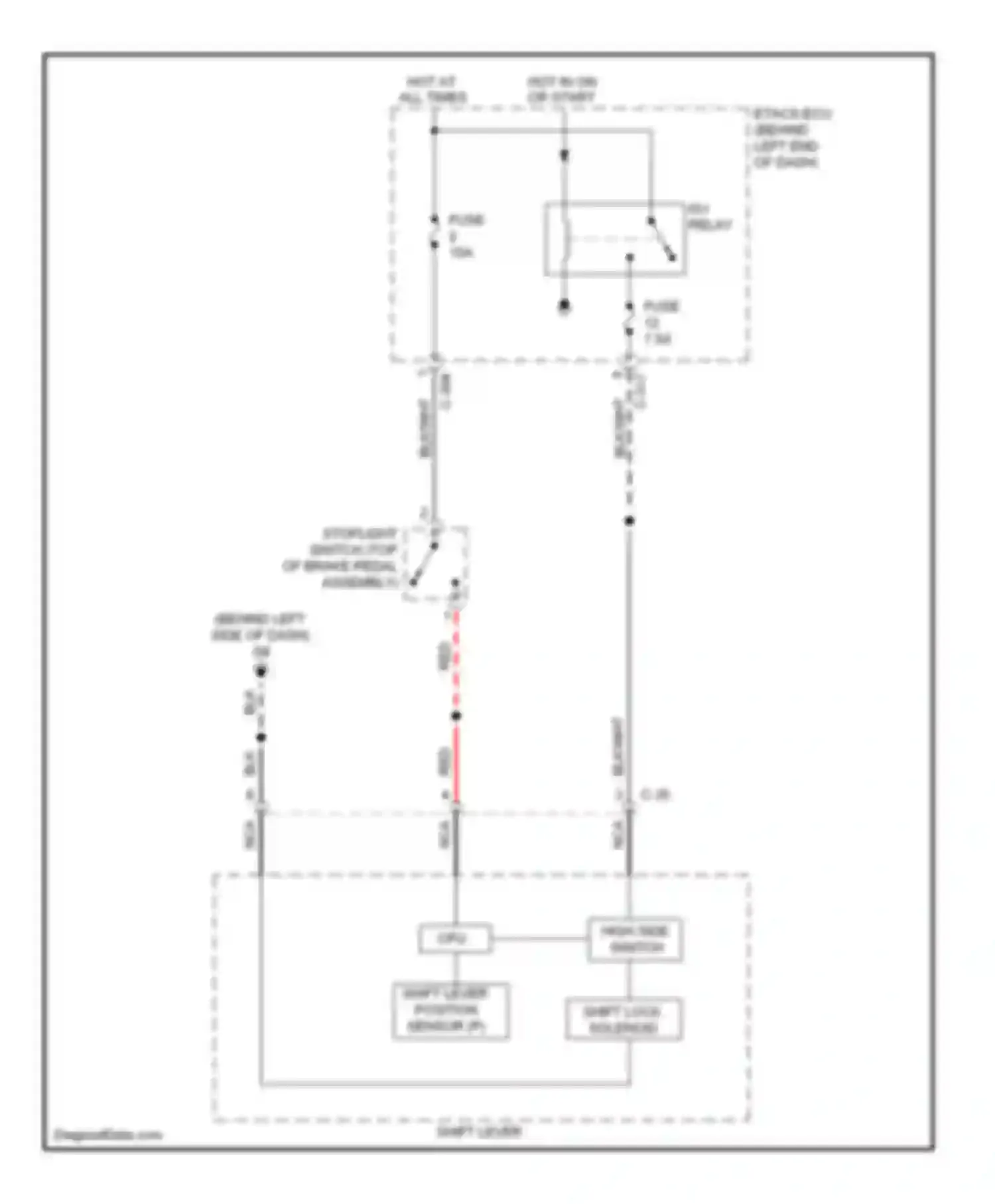 Wiring diagram hot in on or start for Mitsubishi Lancer X (2007-2010) (2 of 9)