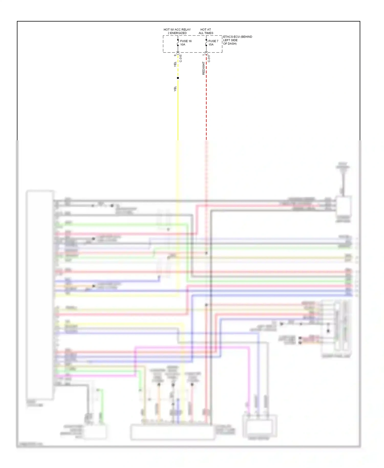 Mitsubishi Lancer X (2007-2010) lcd panel (audio, clock) wiring diagram  (2 of 2)