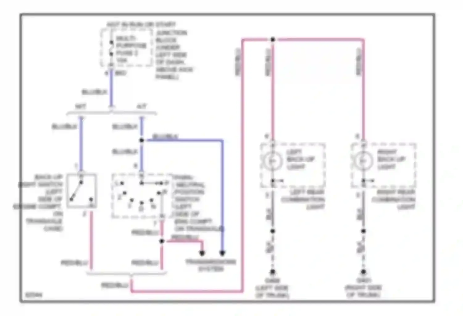 Mirage Mitsubishi V (1995-2003): Back-up lamps circuit