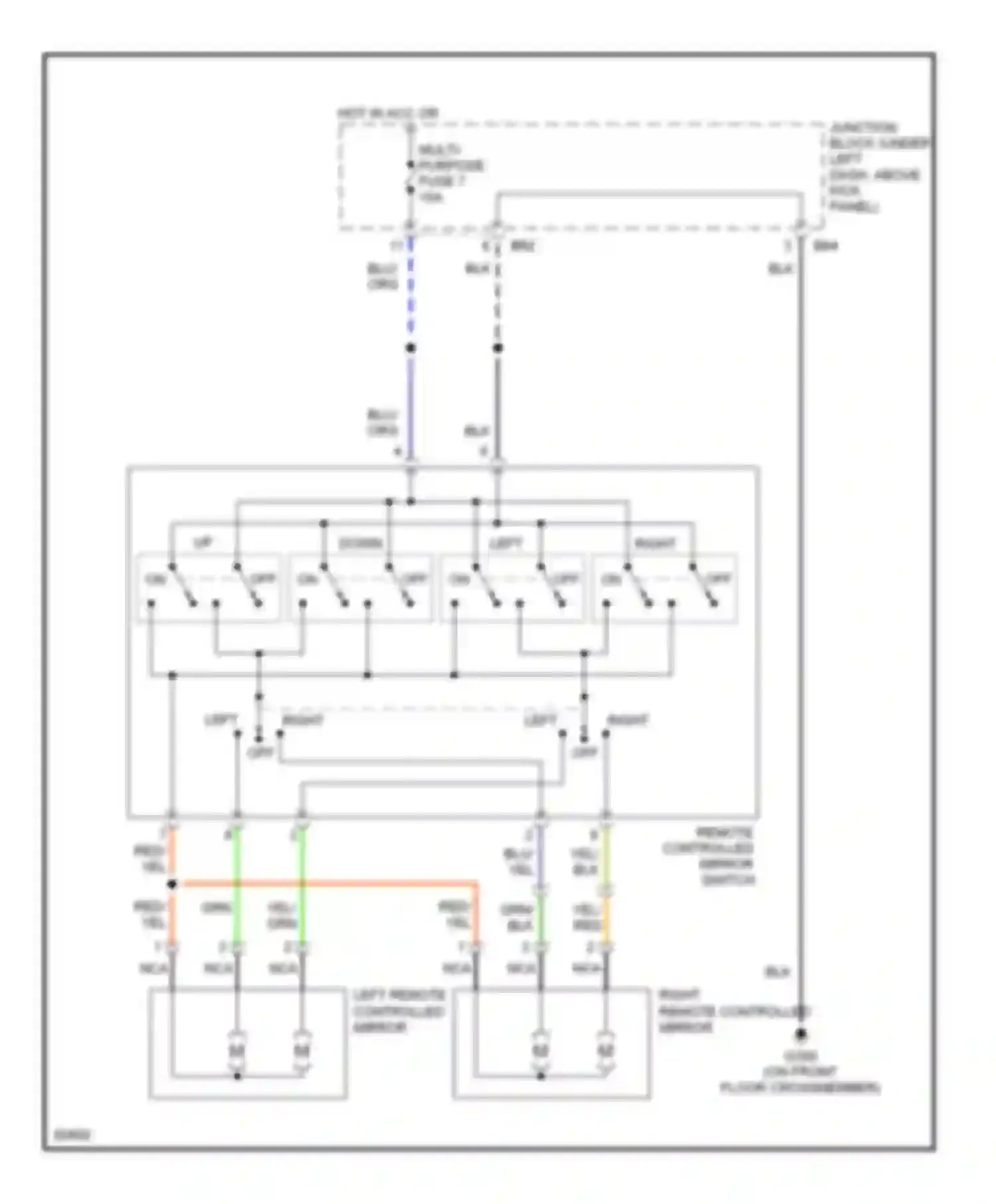 Mirage Mitsubishi V (1995-2003): Power mirror circuit