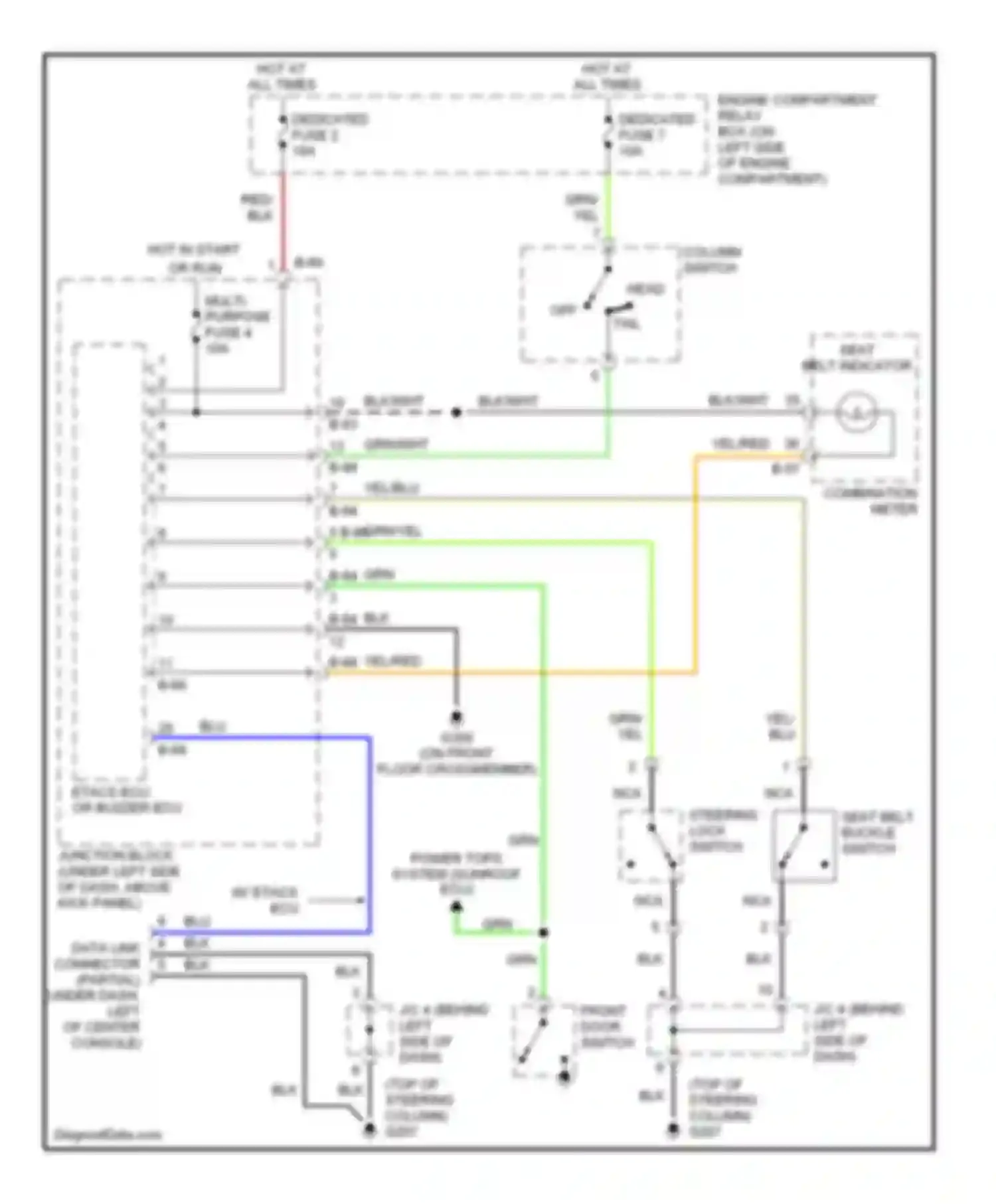 Mirage Mitsubishi V (1995-2003): Warning system circuits